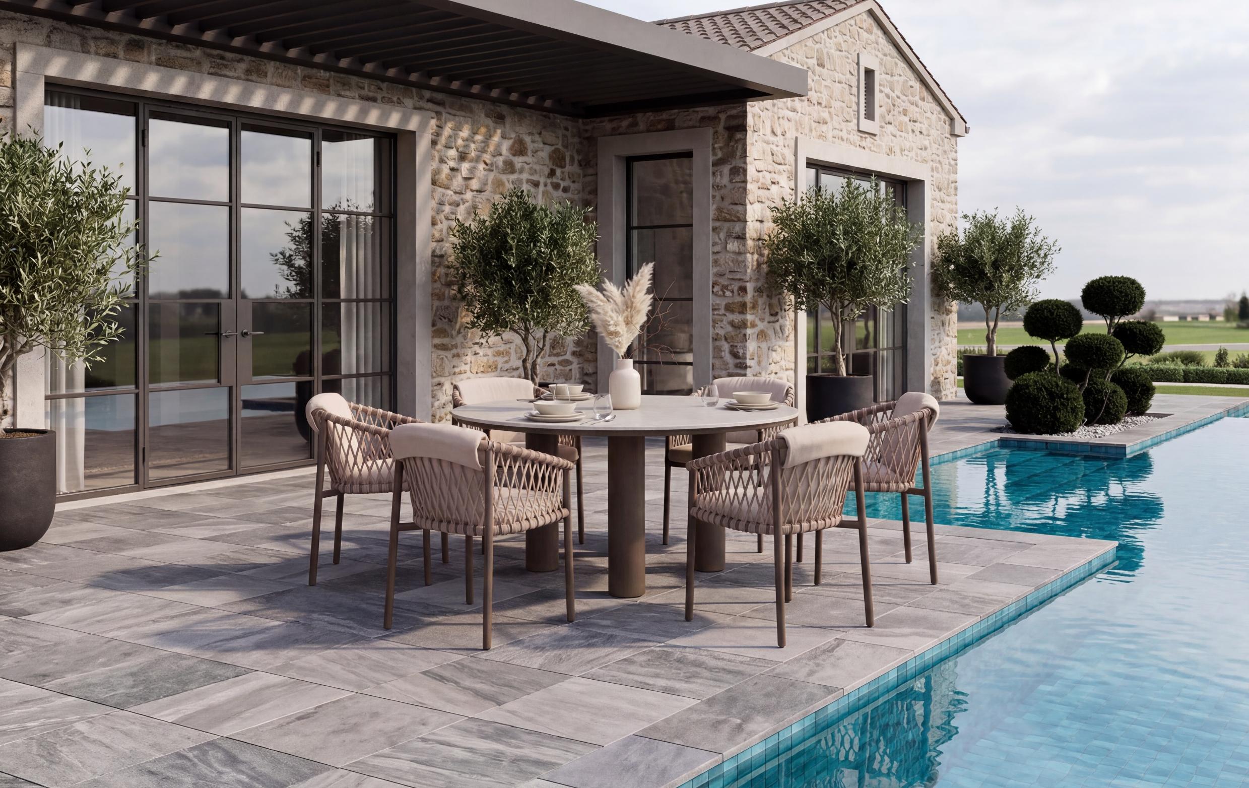 4 Season Outdoor Allora Dining set Terre with Arizona dining table
