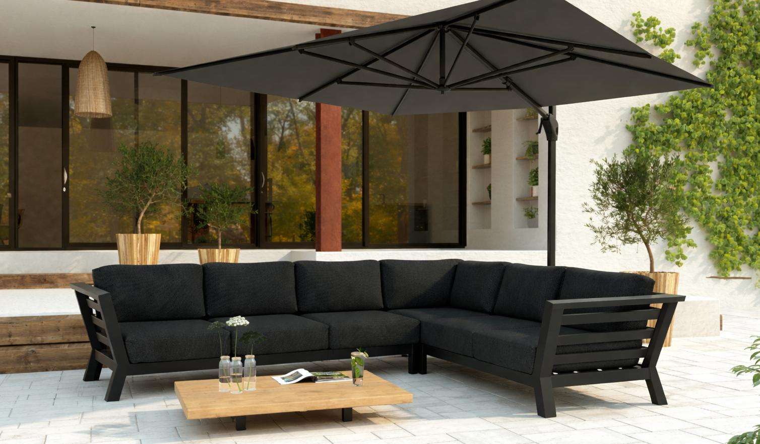 4 Seasons Outdoor Meteoro 5 seat left handed corner with 120cm teak table