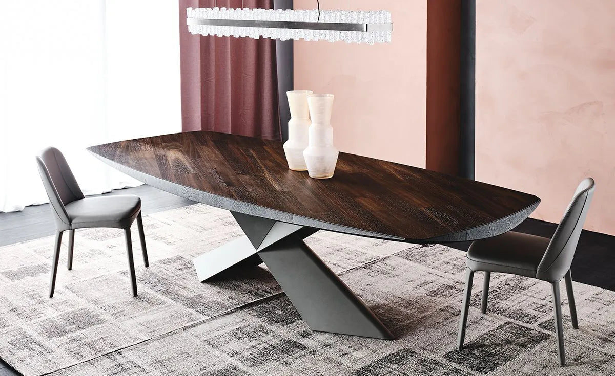 Cattelan Italia Tyron Wood Barrel-Shaped Dining Table