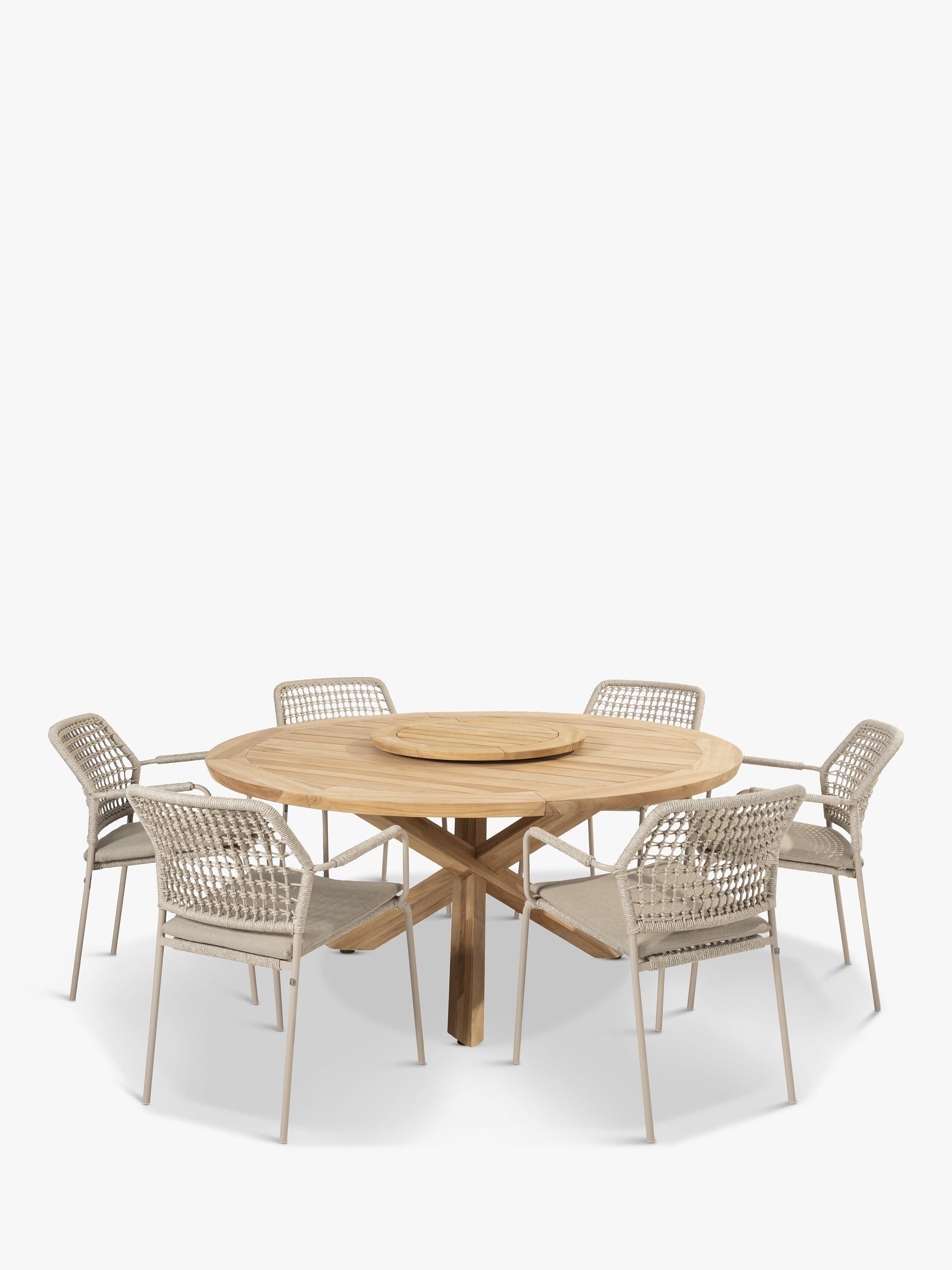 4 Seasons Outdoor Barista 6 Seat Dining Set With Prado 160cm Table And Lazy Susan