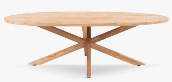 4 Seasons Outdoor Prado Low Dining Table Ellipse 240 X 115 x 69 cm With Natural Teak Top And Natural Teak Legs