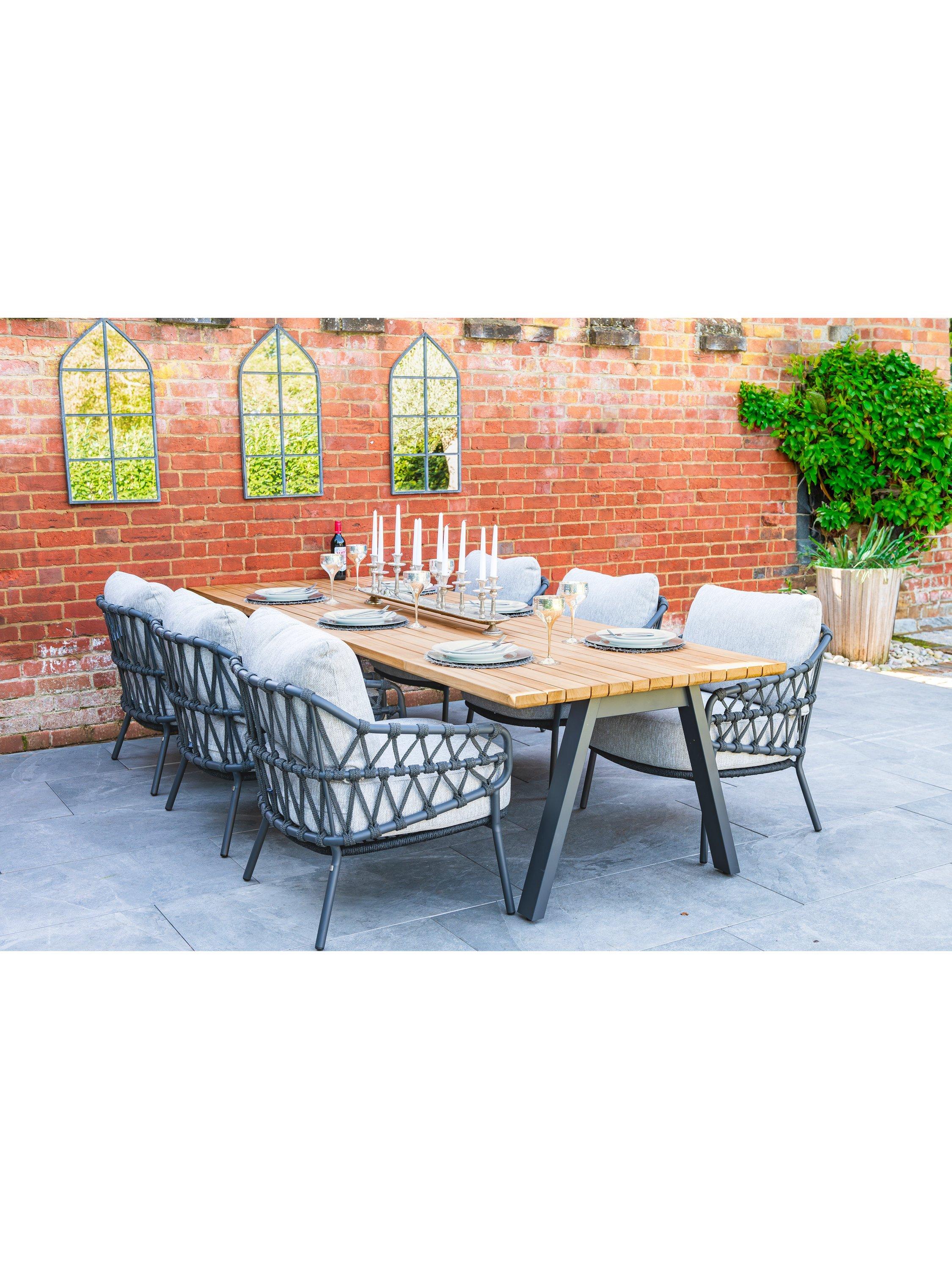4 Seasons Outdoor Calpi Low 6 Seat Dining Set With 280cm Ambassador Table