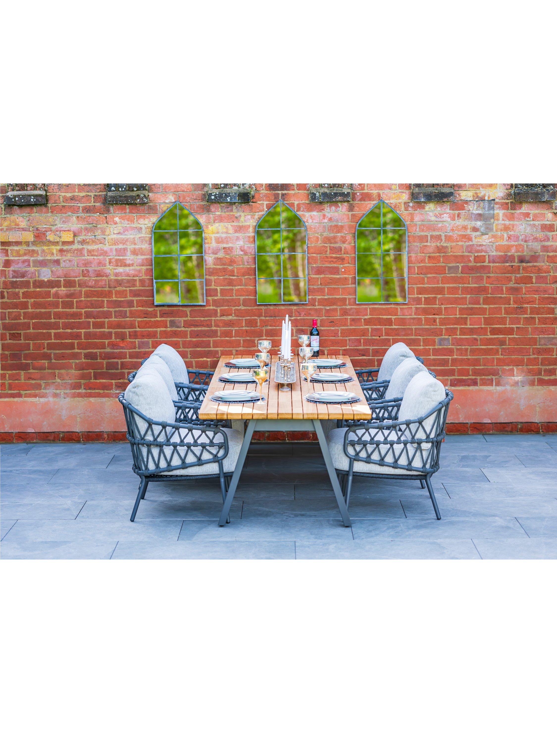 4 Seasons Outdoor Calpi Low 6 Seat Dining Set With 280cm Ambassador Table