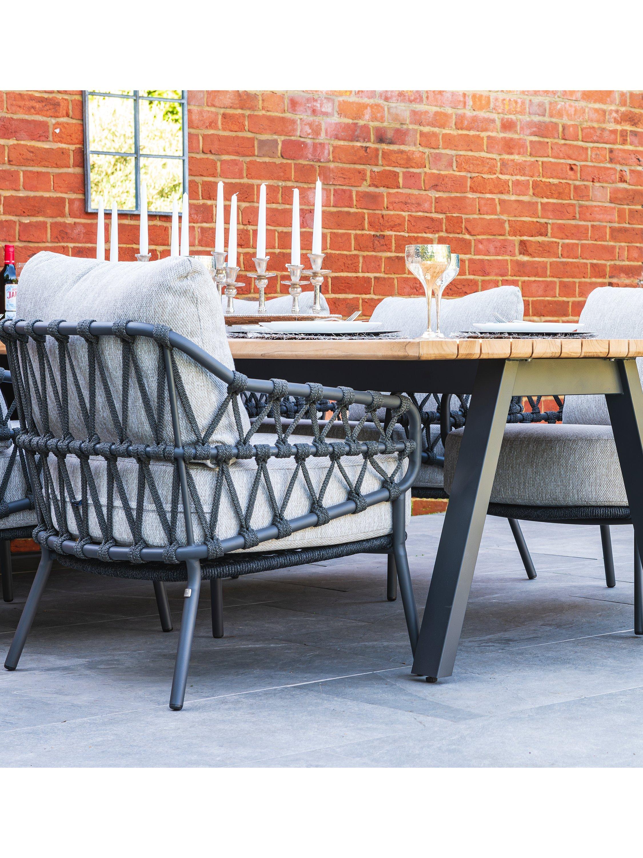 4 Seasons Outdoor Calpi Low 6 Seat Dining Set With 280cm Ambassador Table