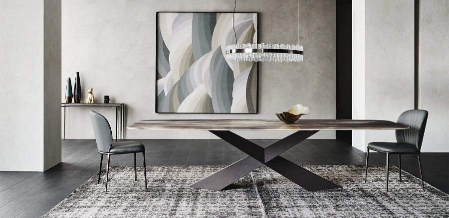 Cattelan Italia Tyron Crystalart Rectangular & Barrel-Shaped Dining Table