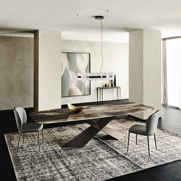 Cattelan Italia Tyron Crystalart Rectangular & Barrel-Shaped Dining Table