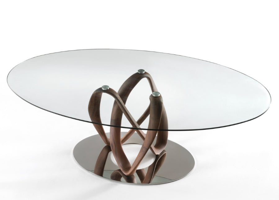 Porada Infinity Elliptical Glass Dining Table