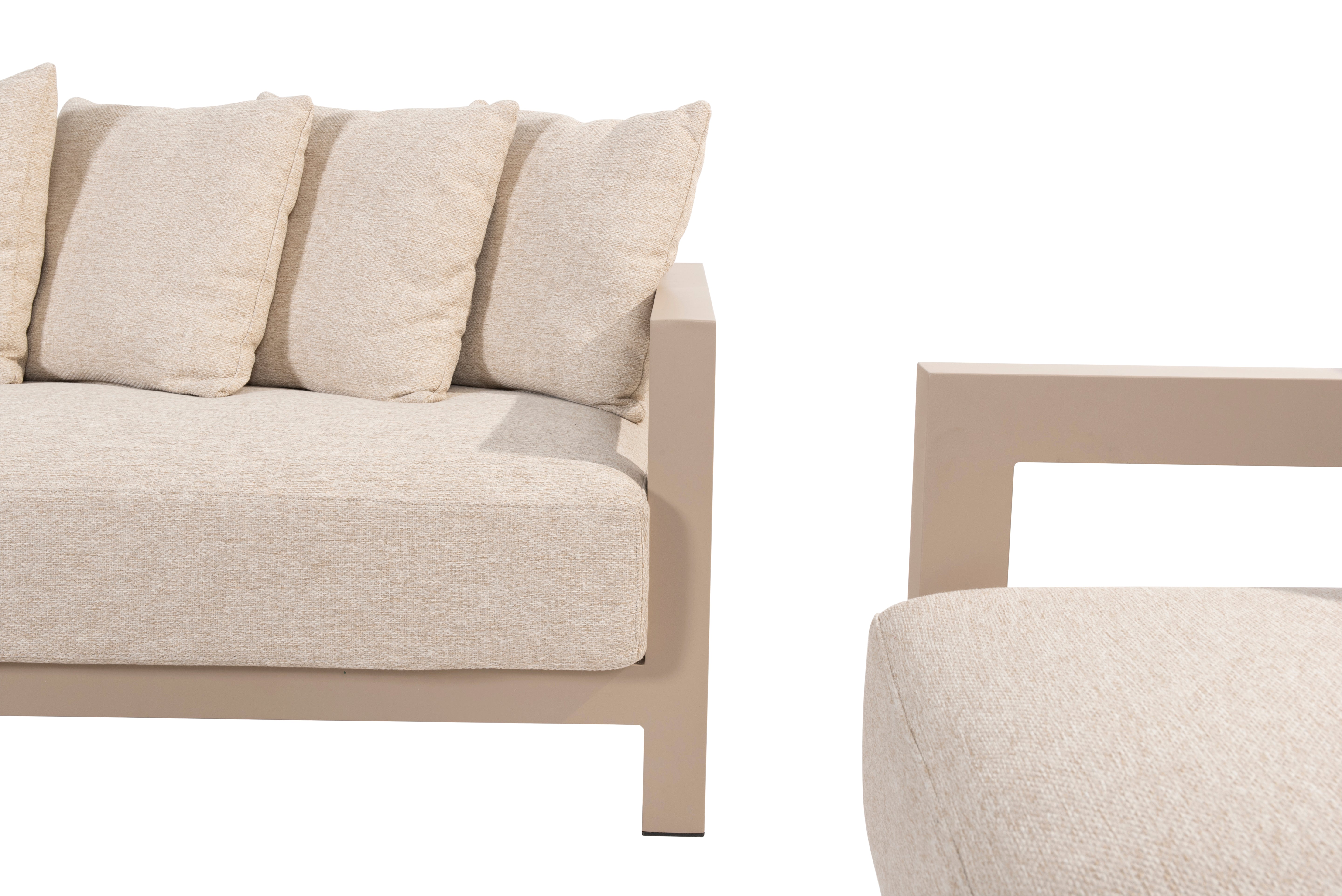 4 Seasons Outdoor Raffinato Living Bench 1.5 Seater Left Latte With 6 Cushions (2 Per Box)