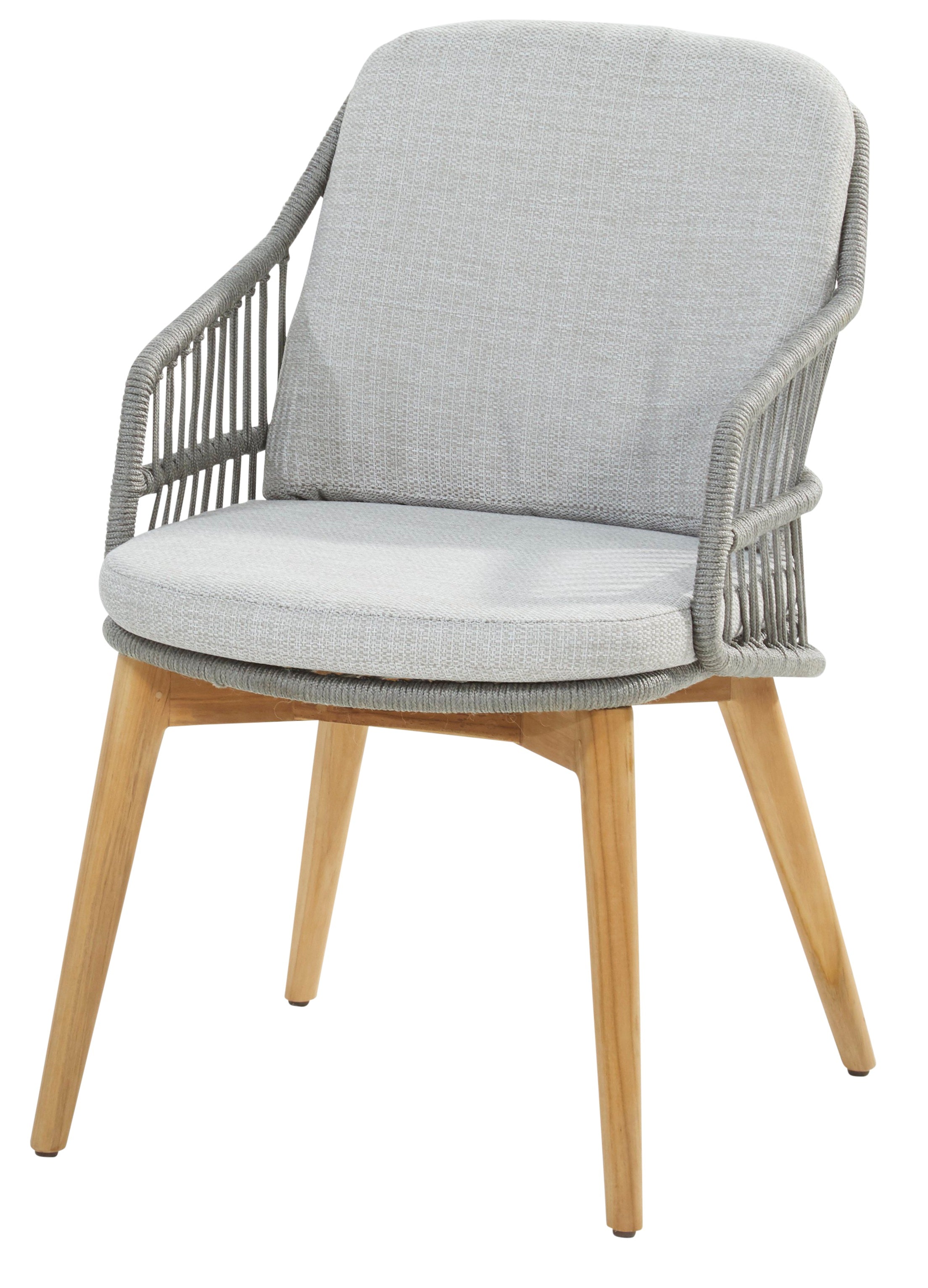 4 Seasons Outdoor Sempre Dining Chair Teak Silver Grey With 2 Cushions (Packed In 2's)