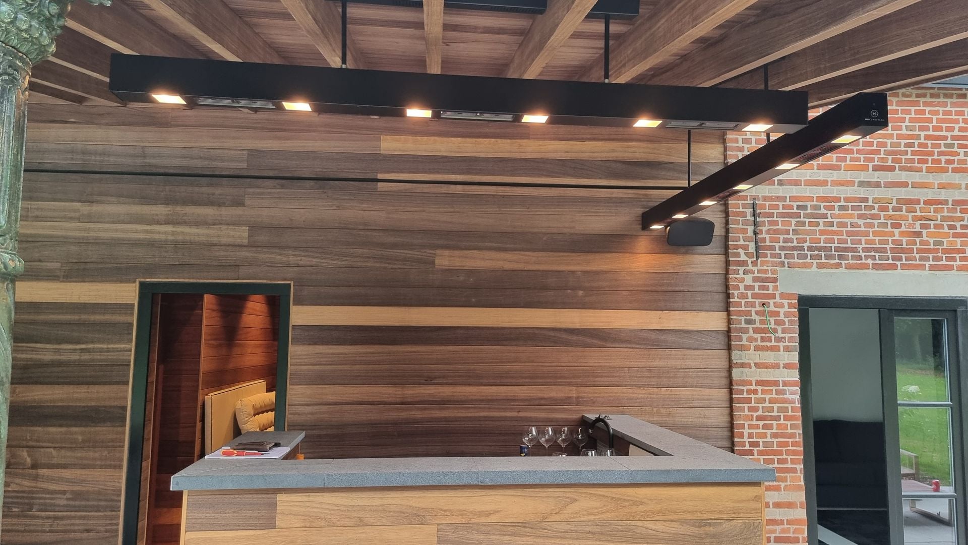 Heatsail BEEM | Ceiling Mounted Outdoor Heating and Lights (Optional Misting)