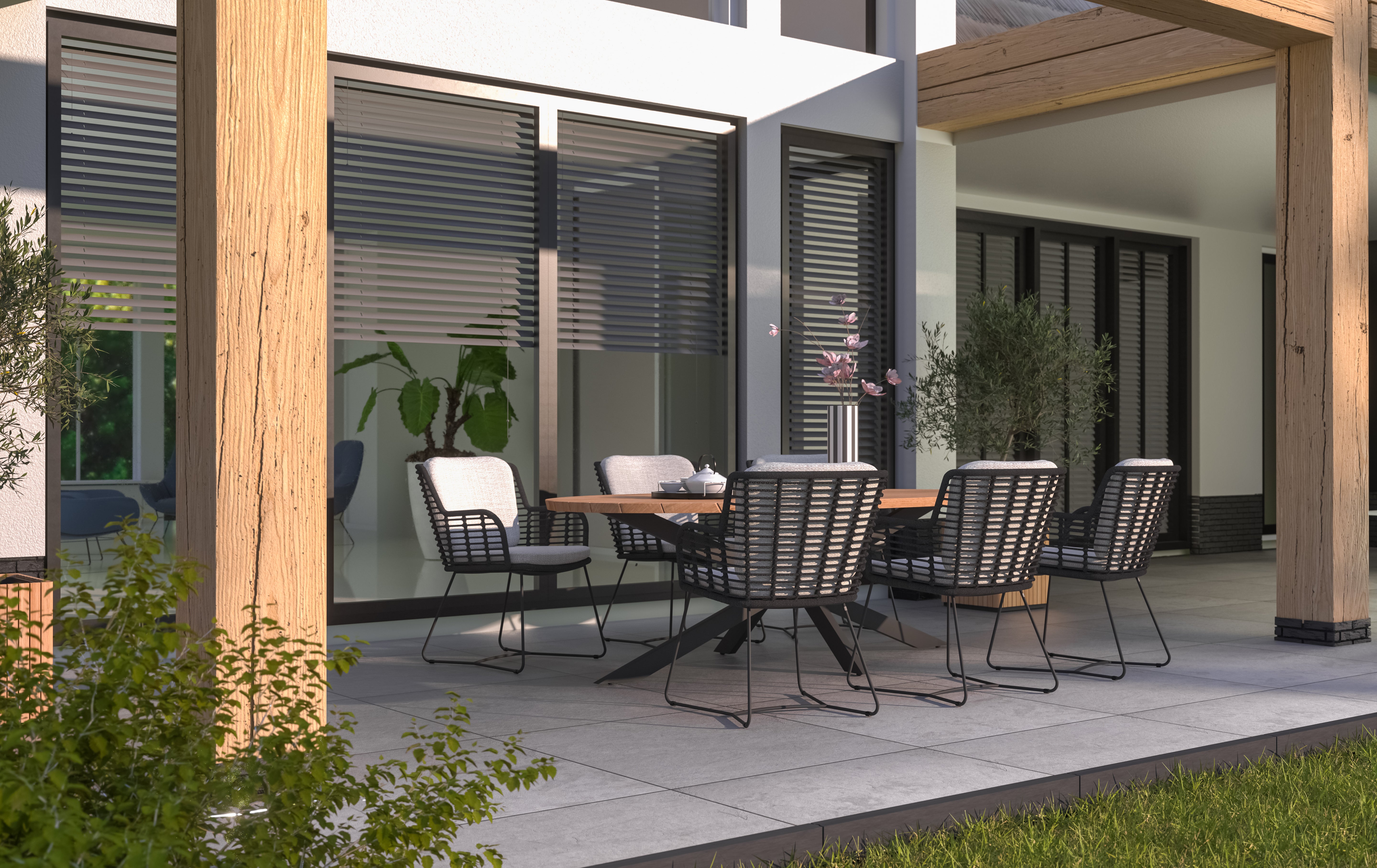 4 Seasons Outdoor Prado Dining Table Ellipse 240 X 115 Cm. Natural Teak Anthracite Legs