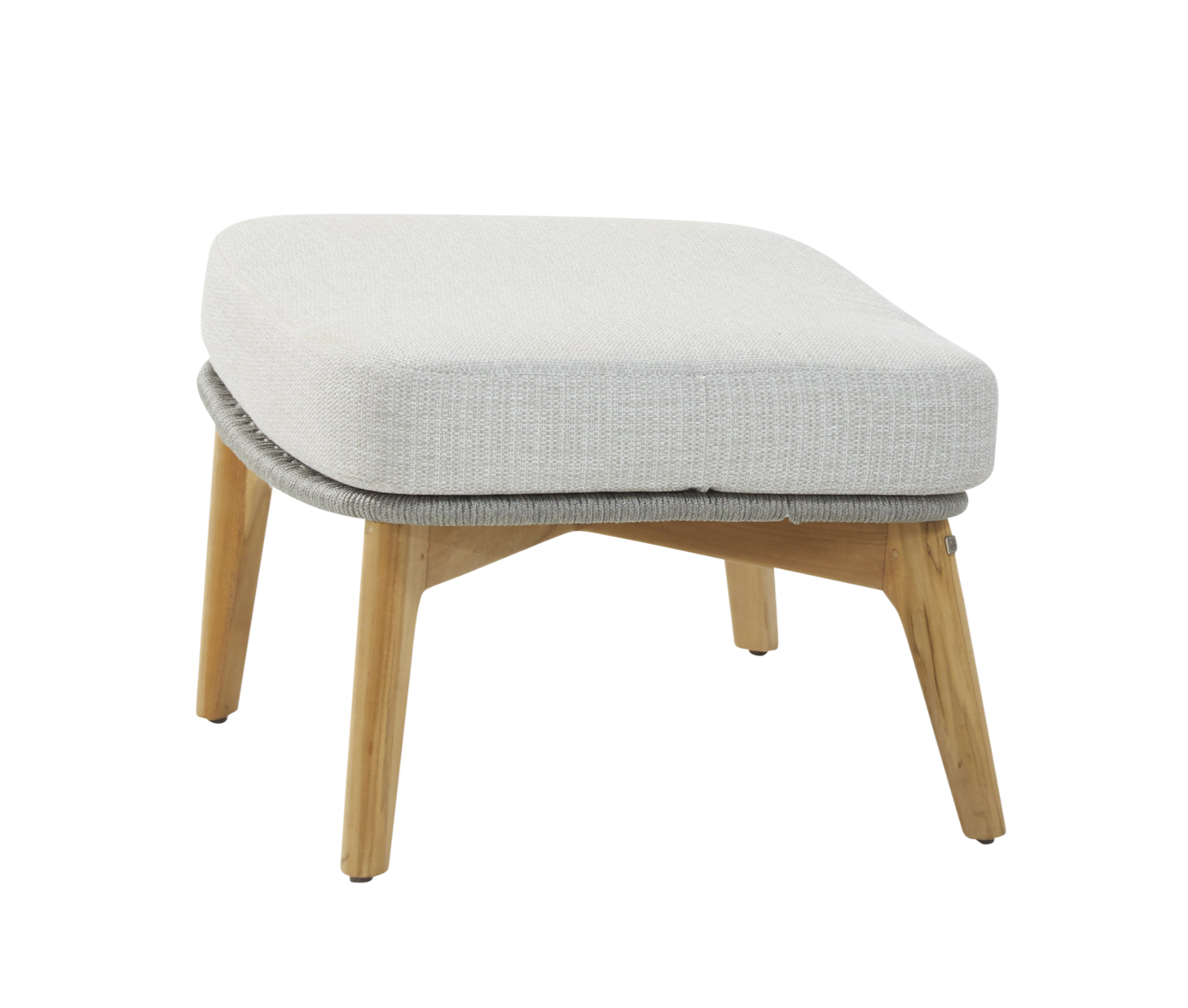 4 Seasons Outdoor Sempre Footstool Teak Silver Grey With Cushion