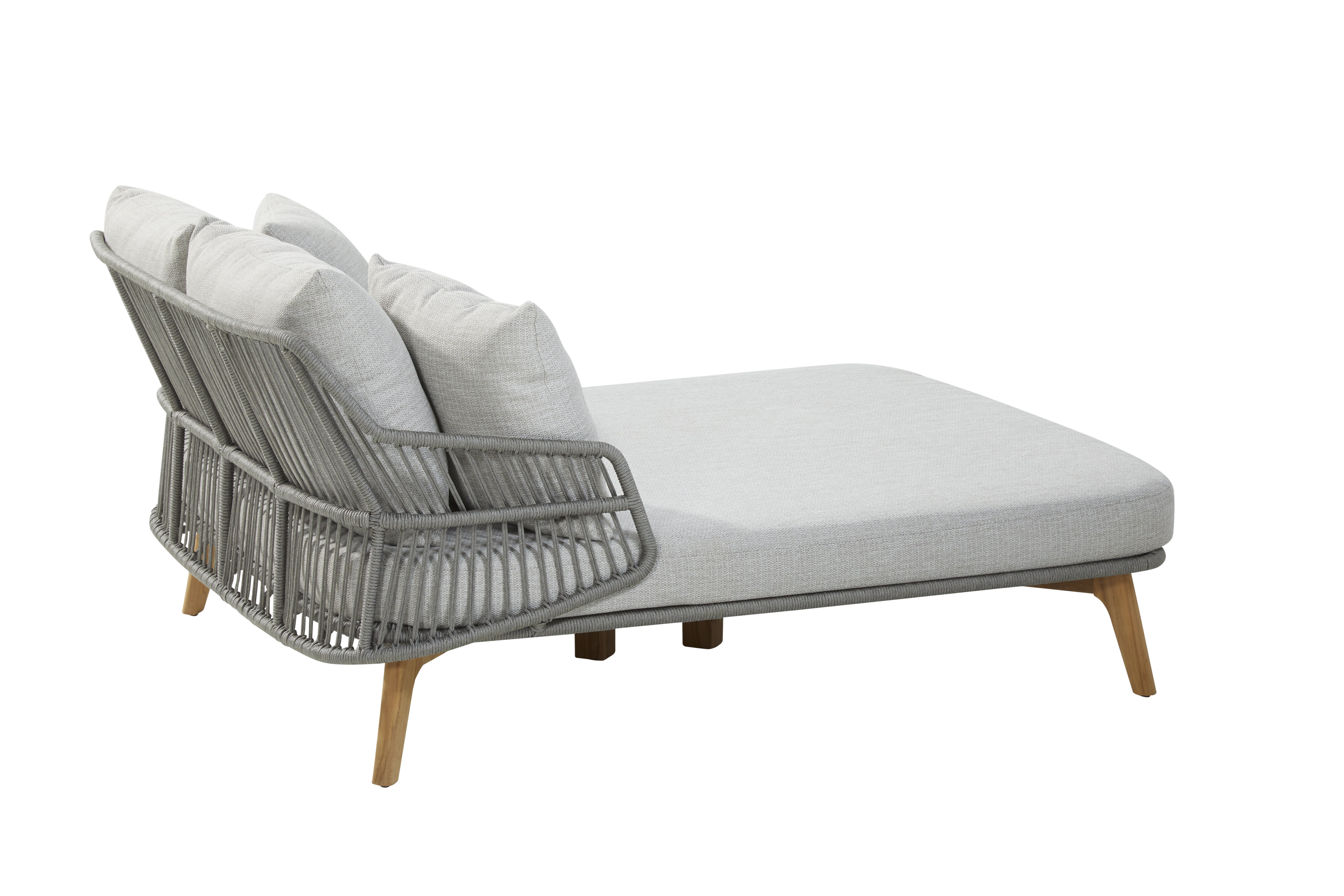 4 Seasons Outdoor Sempre Daybed Teak Silver Grey With 5 Cushions