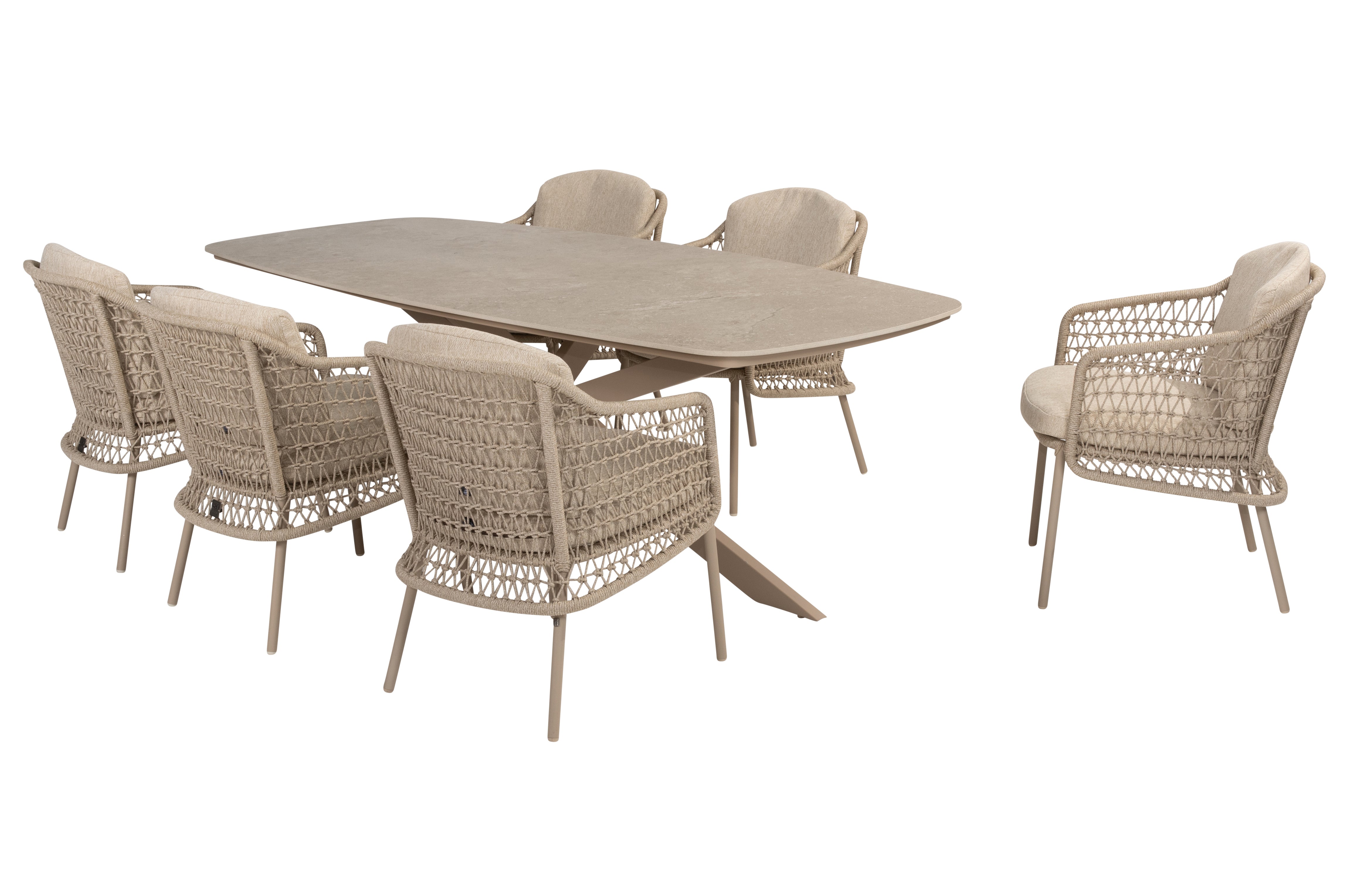 4 Seasons Outdoor Puccini 6 Seat Dining With Prado Ceramic Ellipse Table