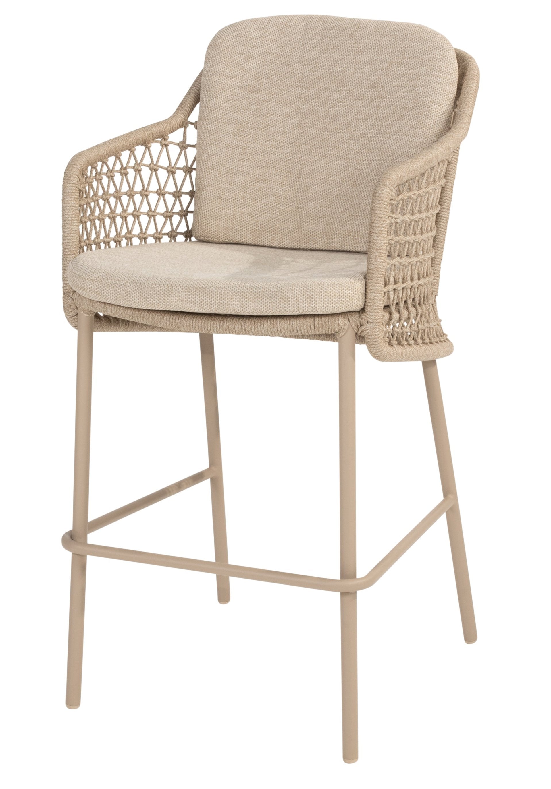 4 Season Outdoor Tramonti Bar Stool Latte with 2 Cushions
