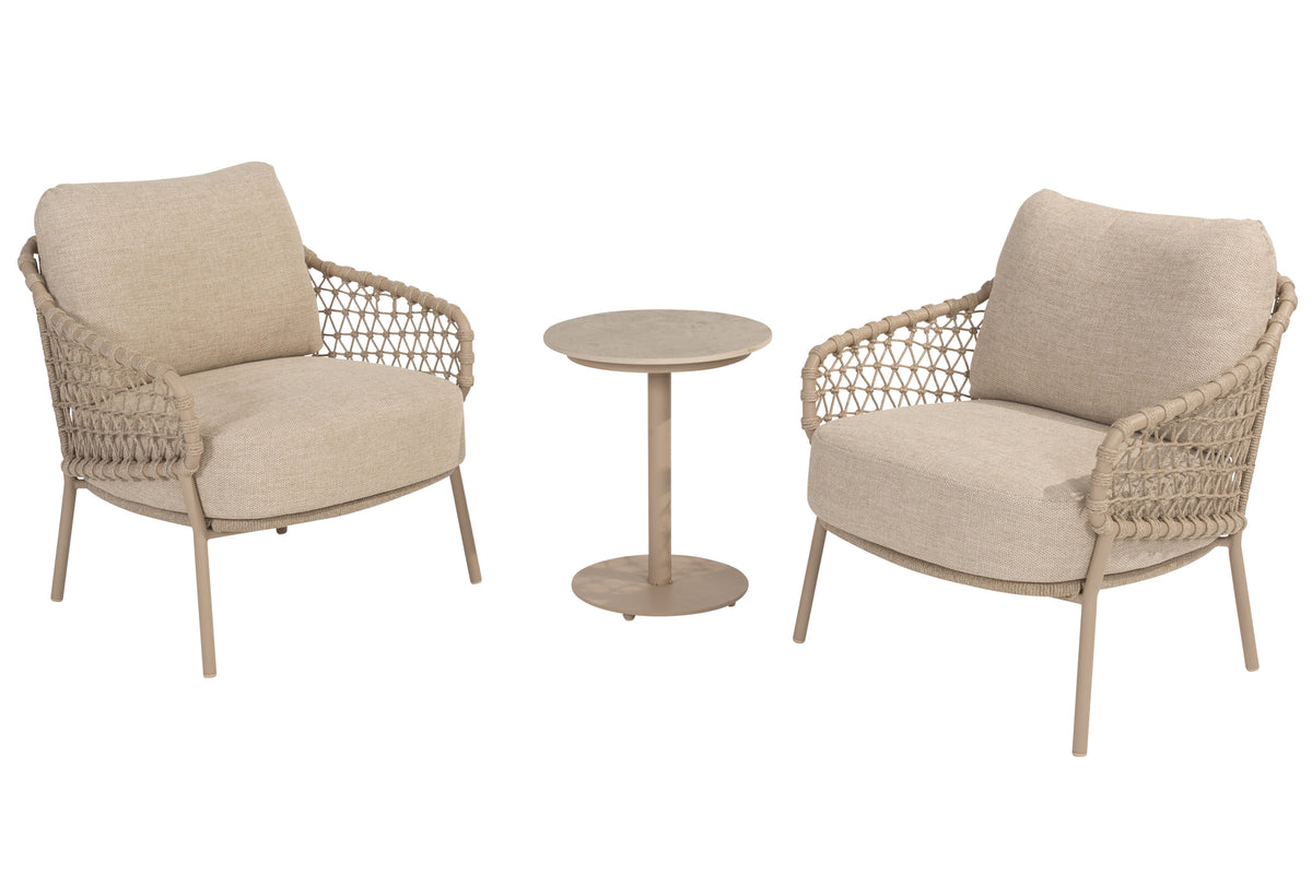 4 Seasons Outdoor Sardinia Low Dining 2 Seat with CPT65cm Round Ceramic Bistro Table