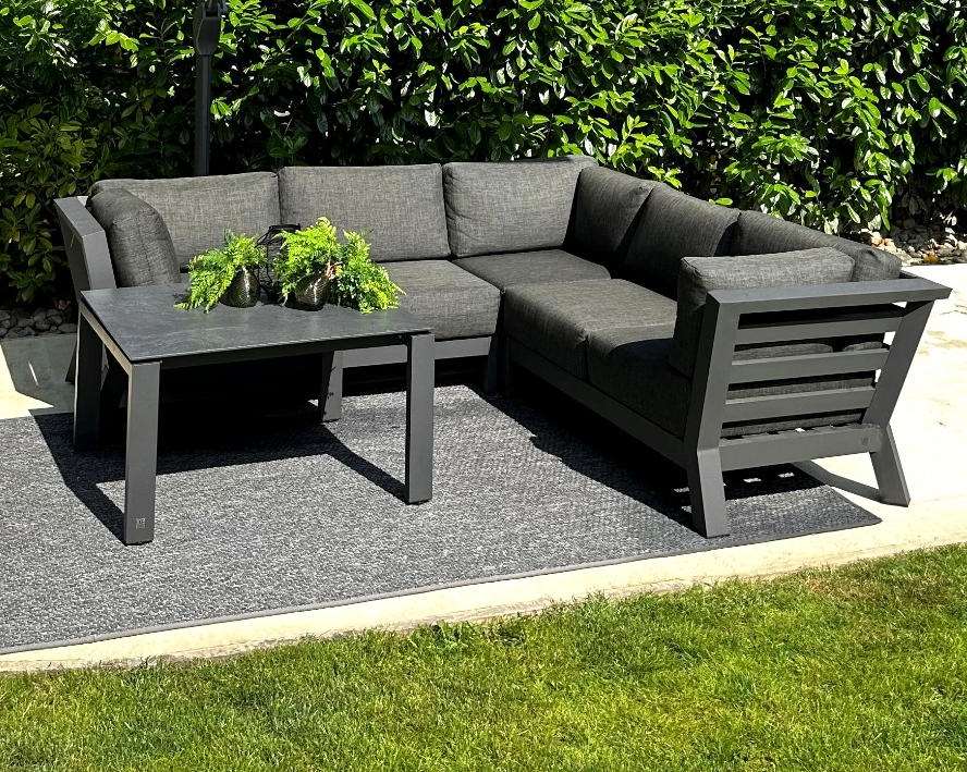 4 Seasons Outdoor Meteoro Corner Set With 95 cm HPL Coffee Table