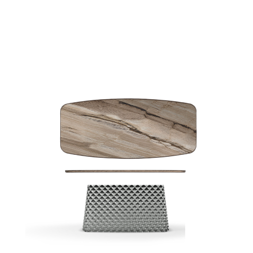 300x128x75h Barrel Shaped_Darwin_Mirrored Quilted Fumé Curved Glass_Brushed Bronze