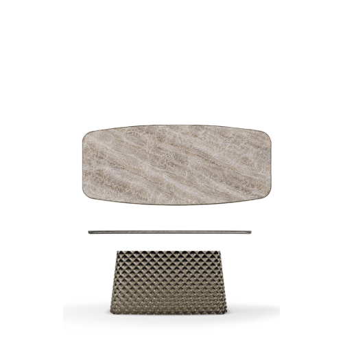300x128x75h Barrel Shaped_Giava_Mirrored Quilted Bronze Curved Glass_Brushed Grey
