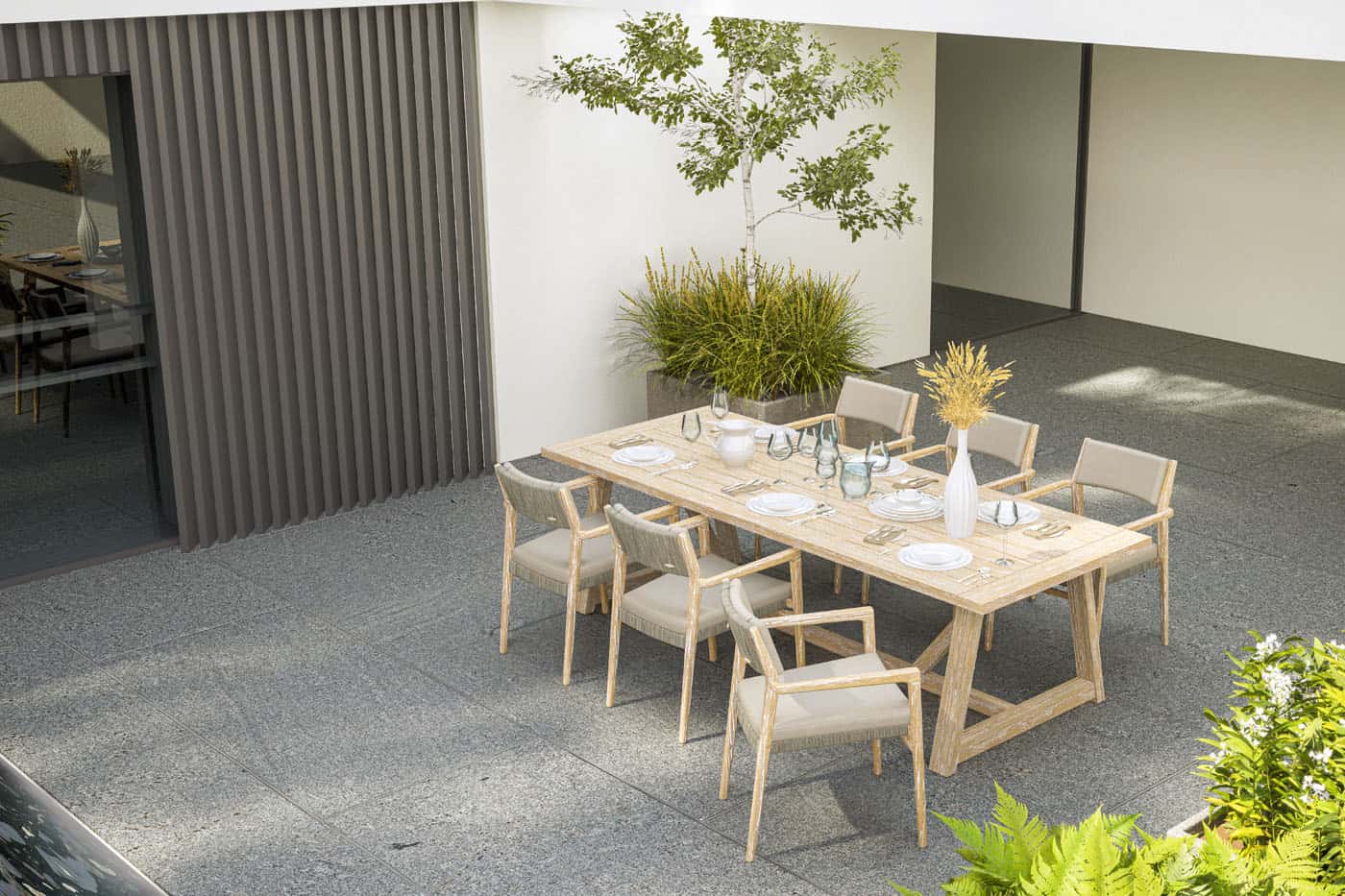 4 Season Outdoor Julia Dining set with Noah 260cm Brushed Teak Table