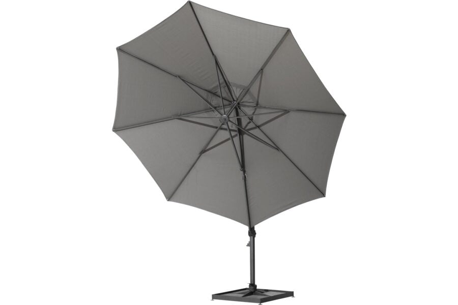 4 Seasons Outdoor Siesta Parasol ø350 cm Taupe & Charcoal with 125 kg Granite base and wheels