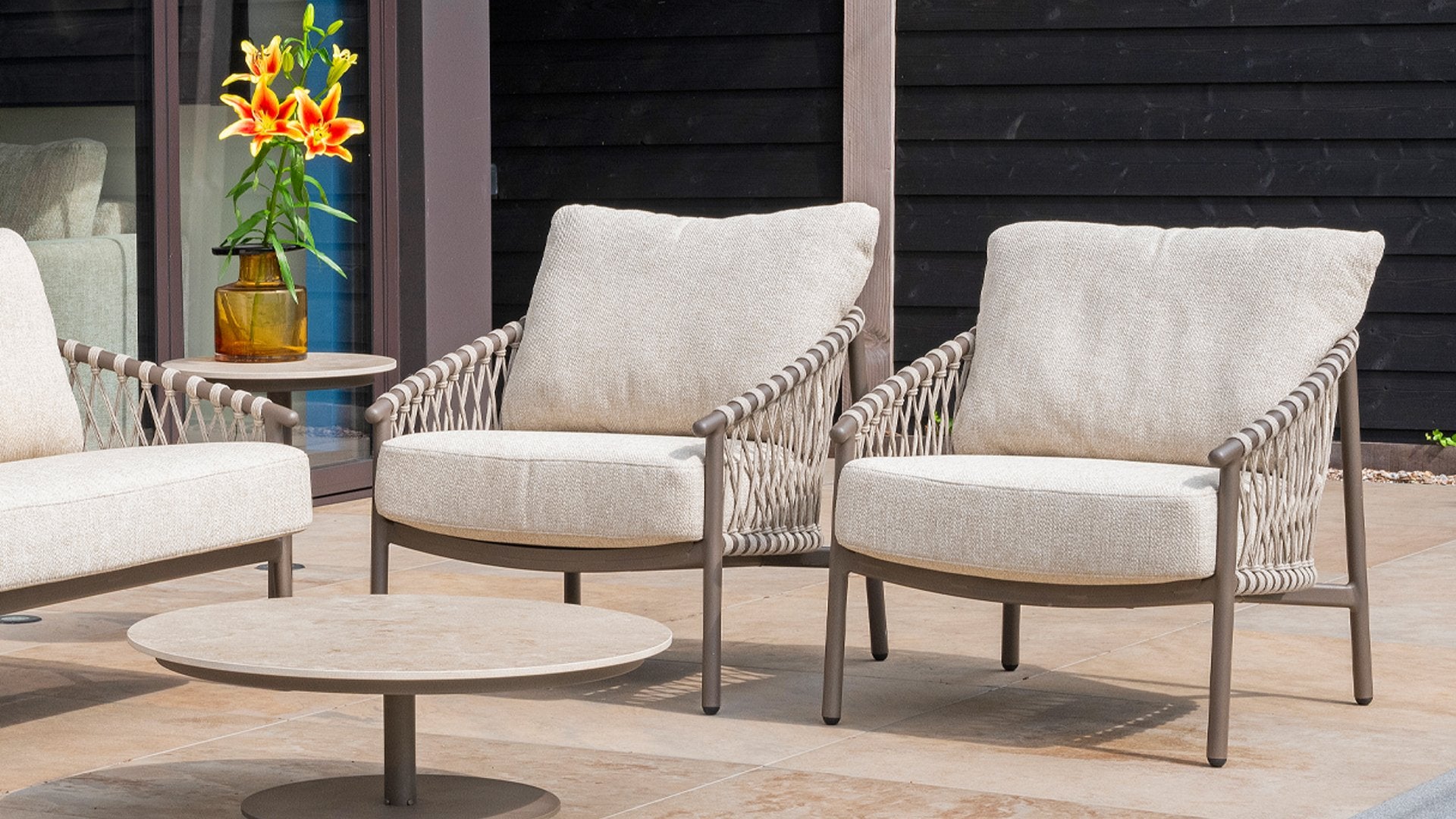 4 Seasons Outdoor Allora 5 Seat Lounge Set with Zucca 90cm Teak Coffee Table
