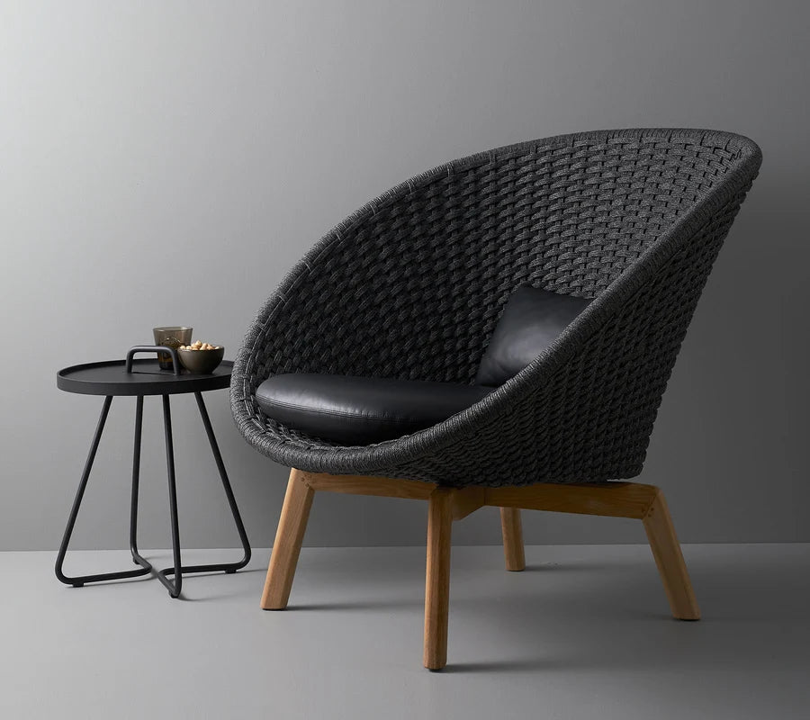 Cane-line Peacock Lounge Chair with Black Teak Legs Indoor