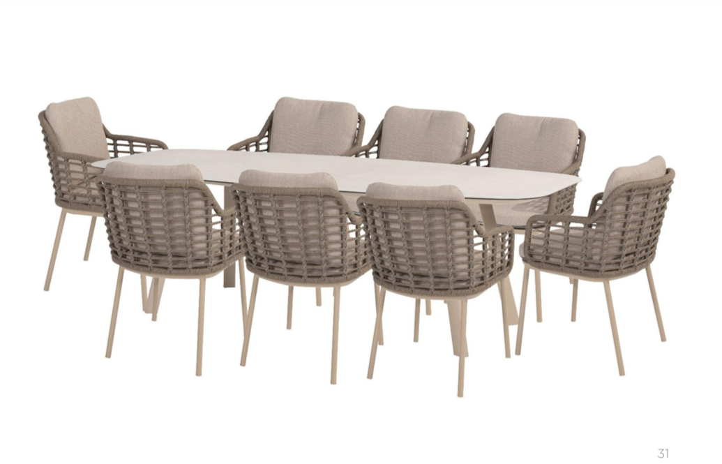 4 Seasons Outdoor Puglia 8 Seating Dining Set With 240cm Donato Dining Table