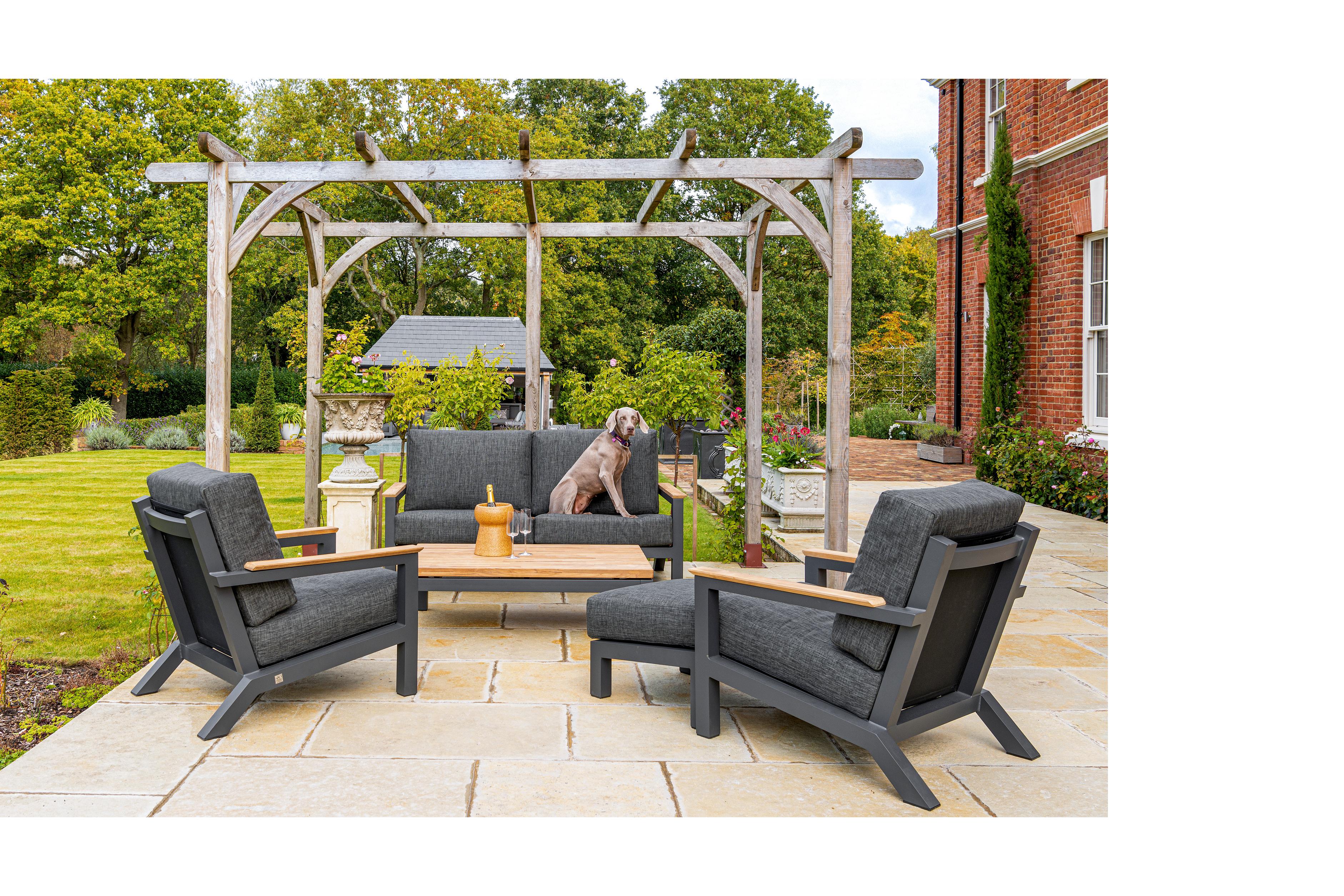 4 Seasons Outdoor Capitol 2.5 Seater Lounge Set with Armchair, Recliner and 120cm Coffee Table