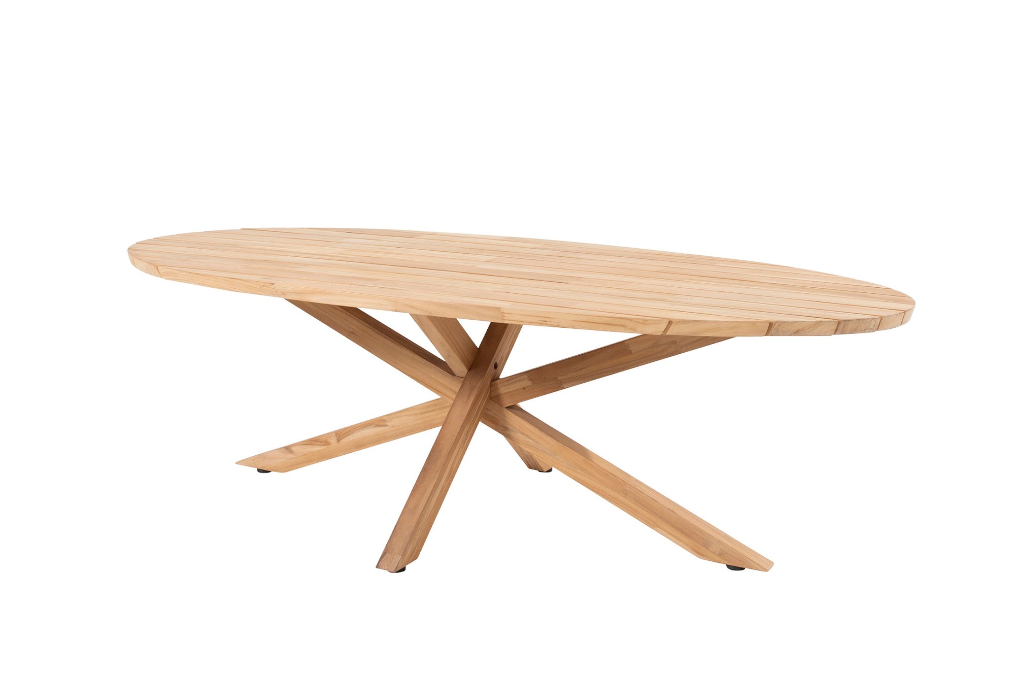 4 Seasons Outdoor Prado Low Dining Table Ellipse 240 X 115 x 69 cm With Natural Teak Top And Natural Teak Legs