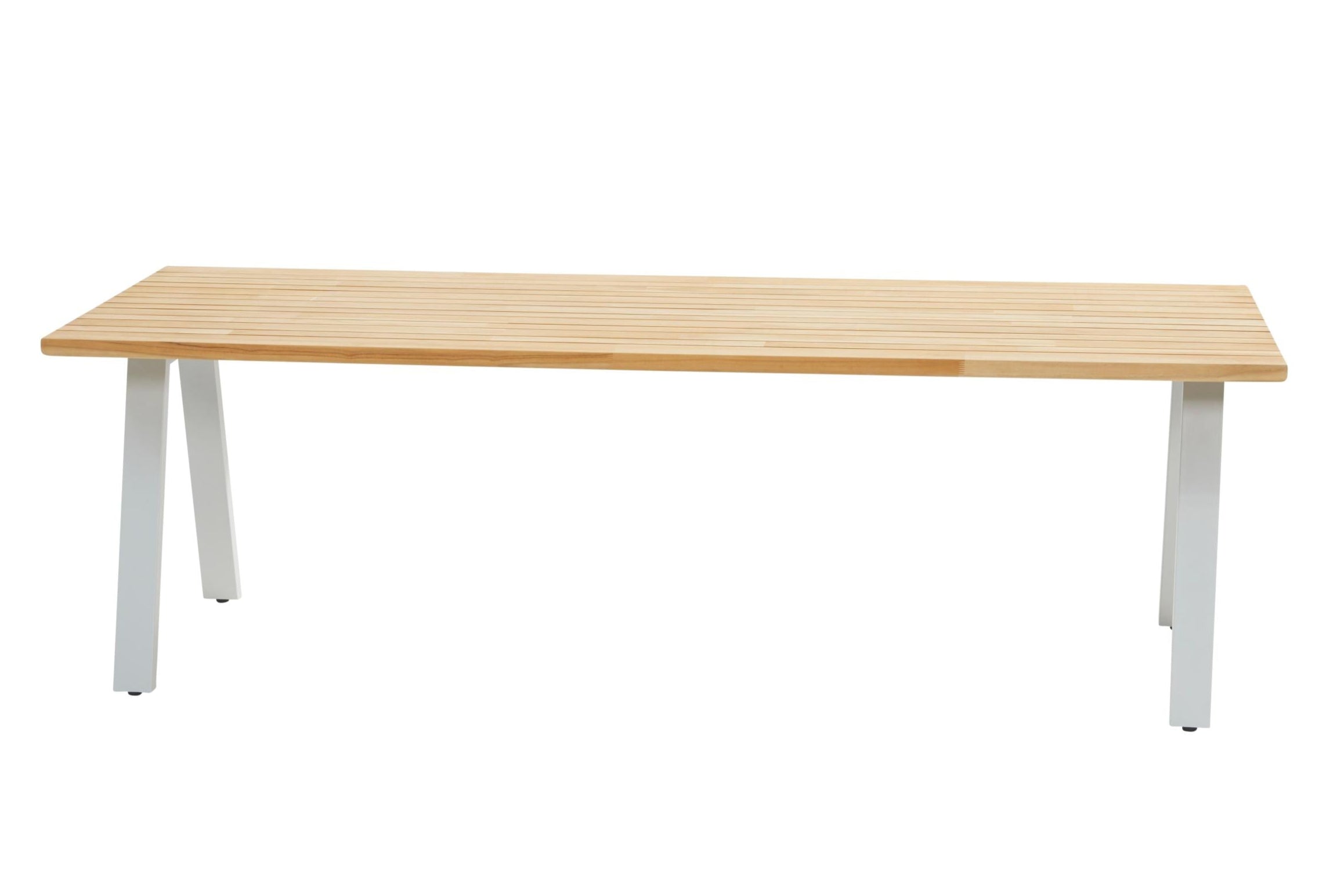 4 Seasons Outdoor Ambassador 240cm Dining Table With Natural Teak Top And Frost Grey Legs