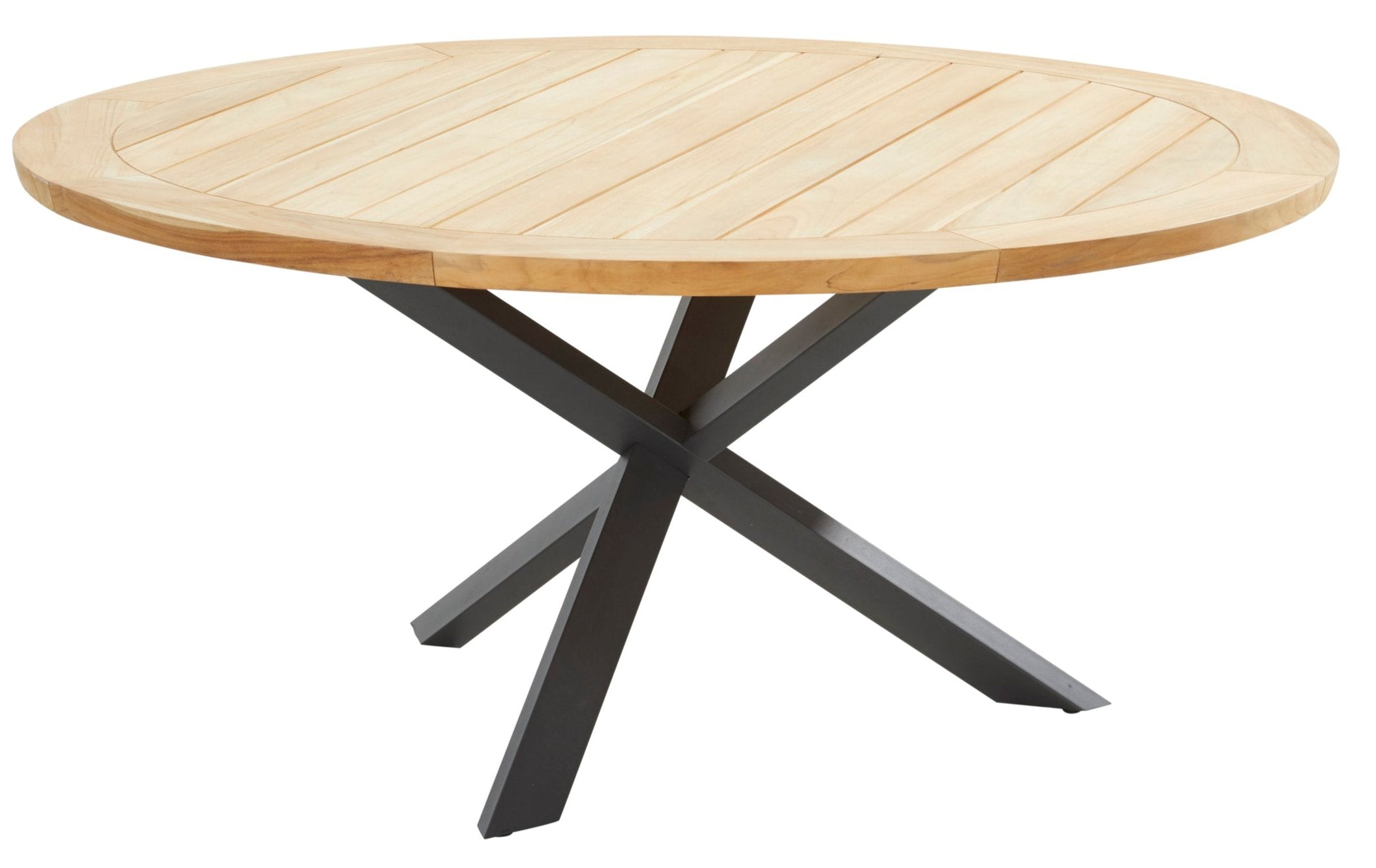 4 Seasons Outdoor Prado Dining Table 160 cm Ø With Natural Teak Top And Anthracite Legs