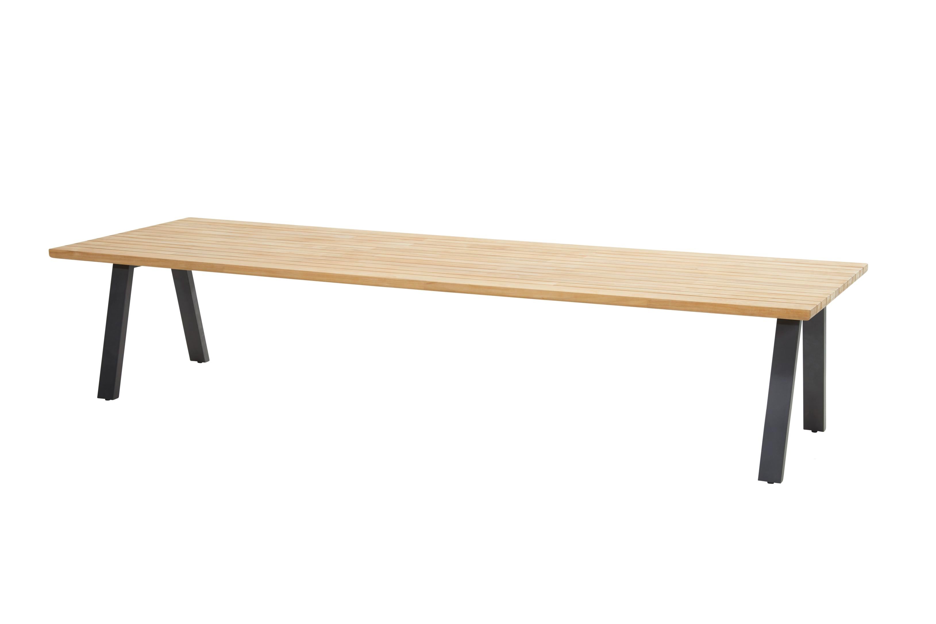 4 Seasons Outdoor Ambassador 280cm Low Dining Table With Natural Teak Top And Anthracite Legs