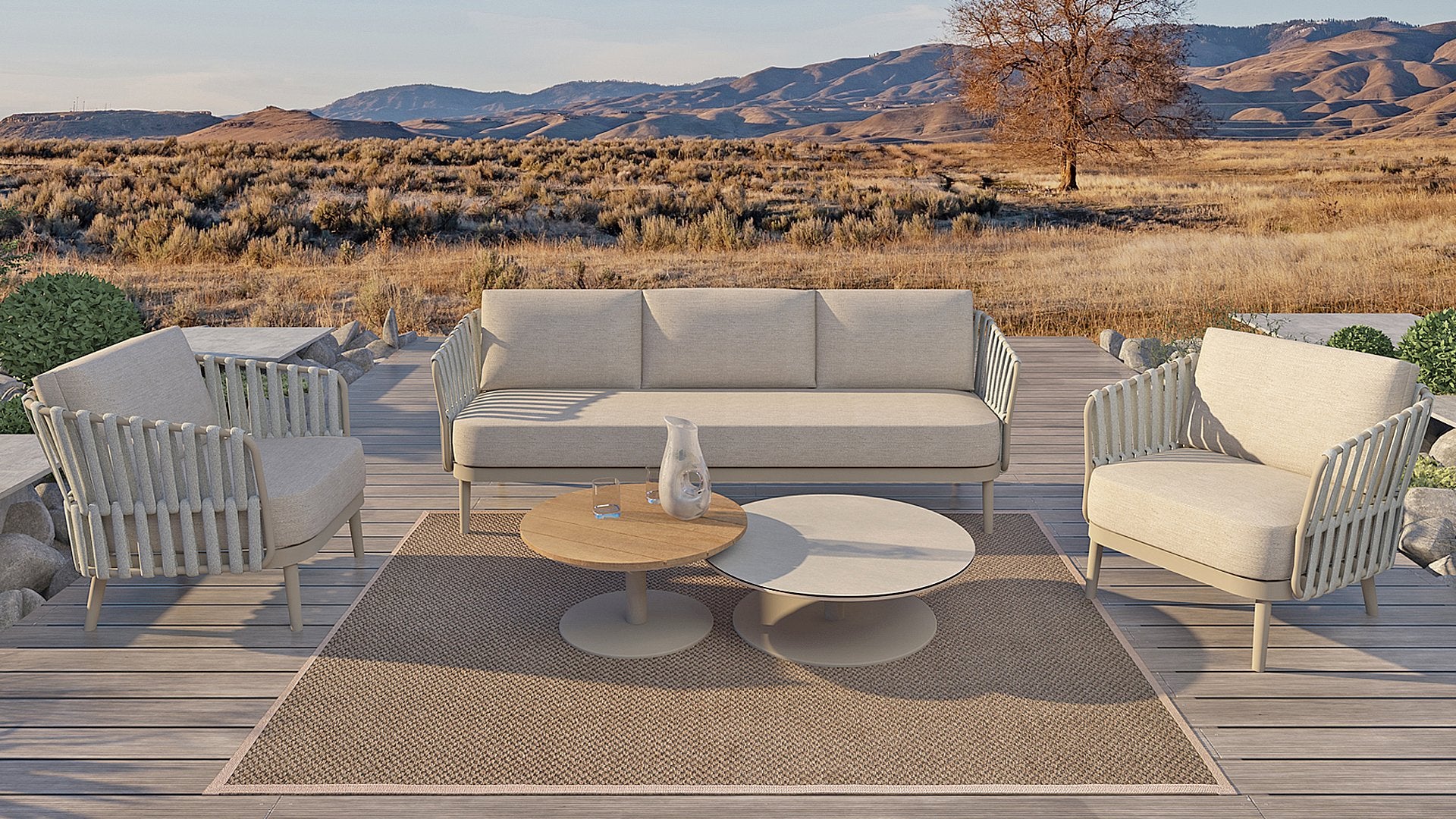 4 Seasons Outdoor Eva Lounge with Monroe Coffee Tables