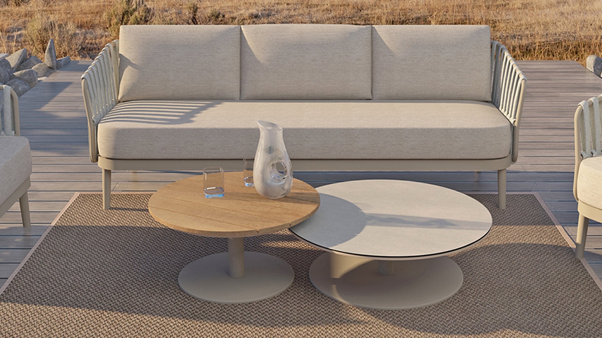 4 Seasons Outdoor Eva Lounge with Monroe Coffee Tables
