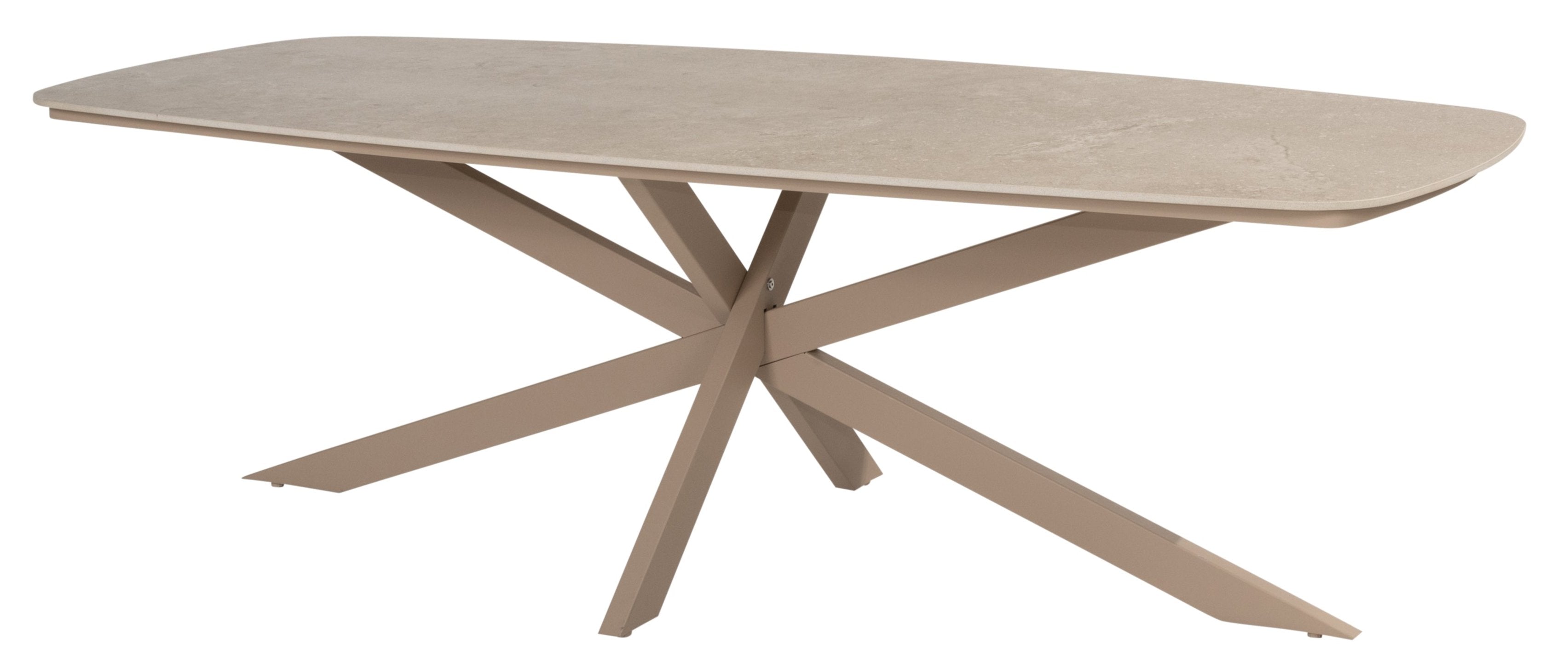 4 Seasons Outdoor Prado Barrel Shaped Ceramic Terre Dining Table 240 X 105 X 75 cm With Latte Legs