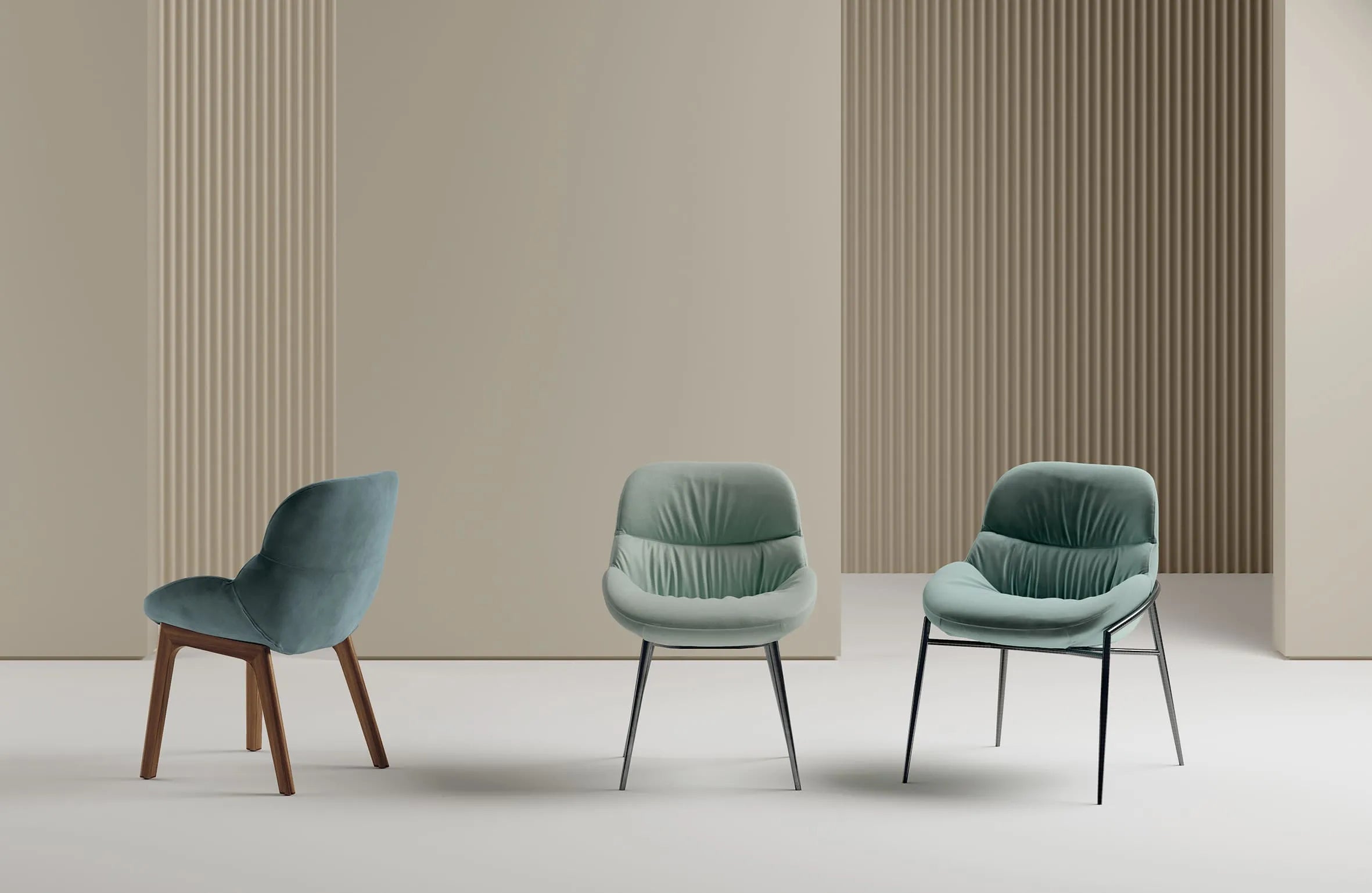 Bontempi Casa Amelie Dining Chair with Metal Frame & Conical Legs