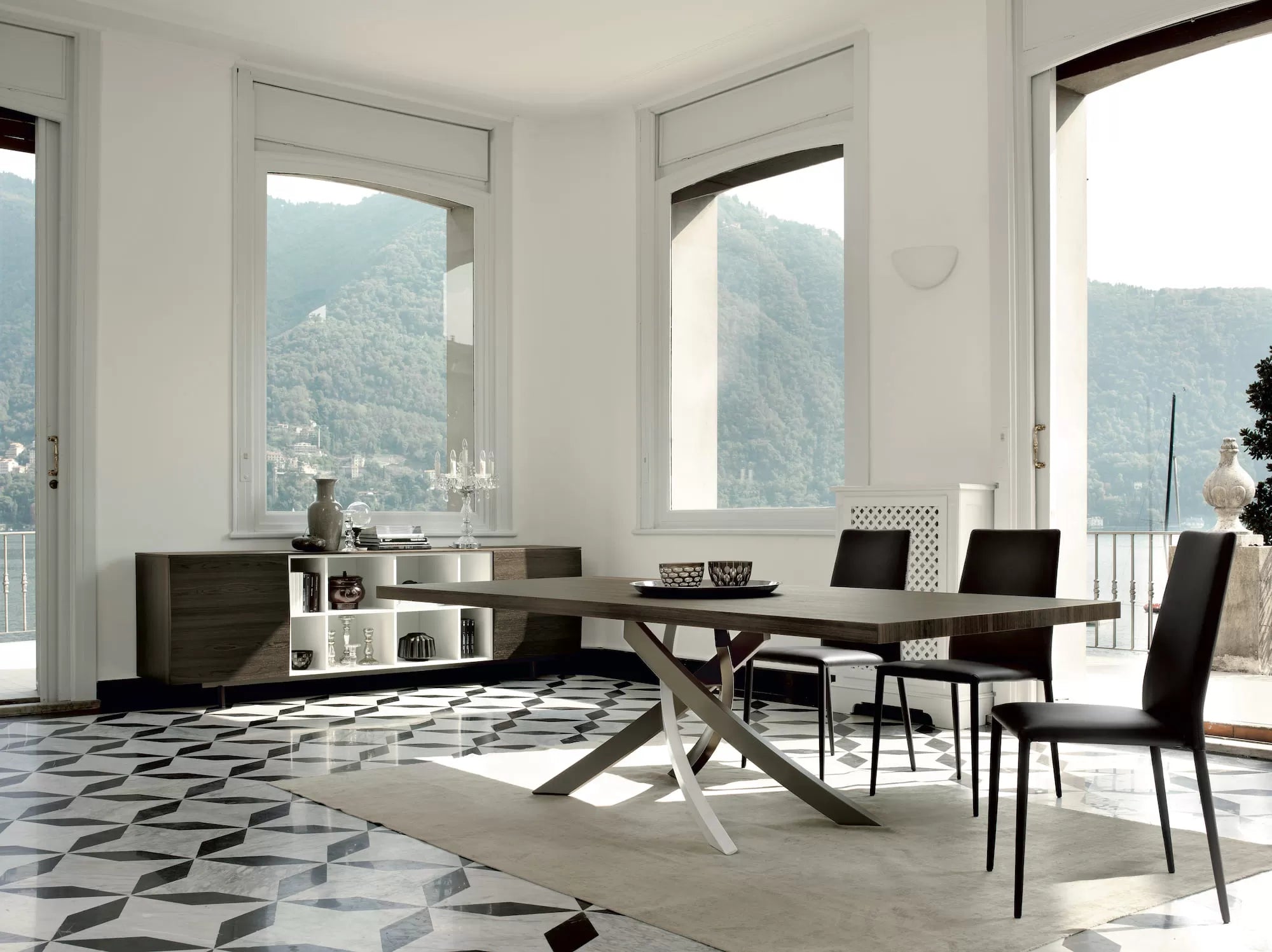 Bontempi Artistico Fixed Rectangular Dining Table with Length 250 cm and Width 106 cm and Height 75 cm