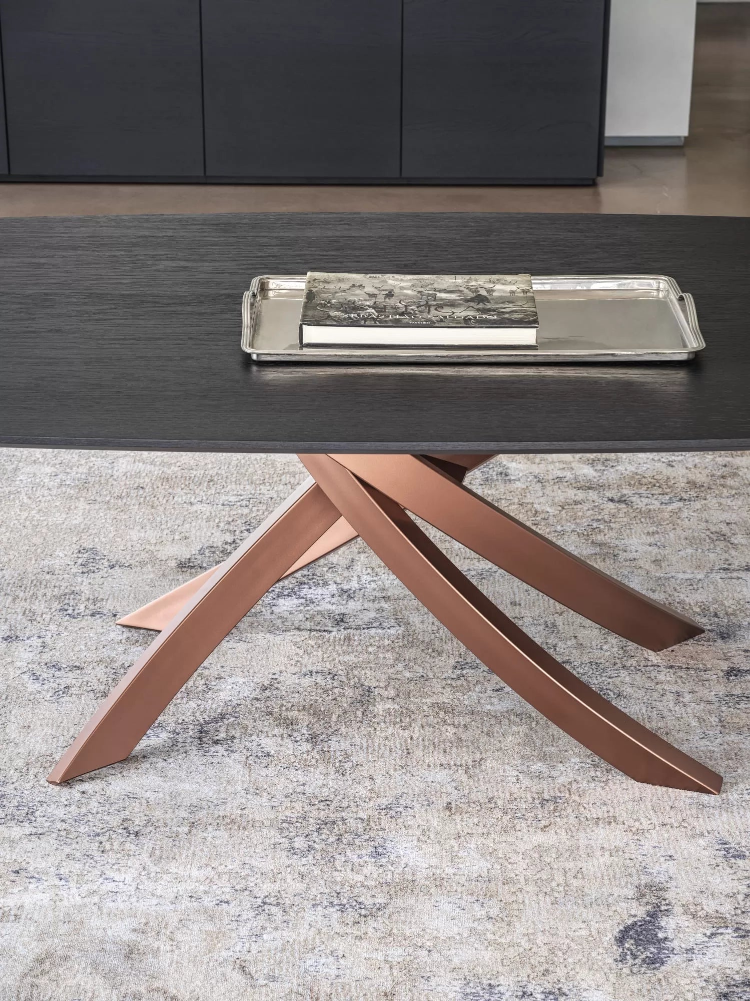 Bontempi Artistico Fixed Barrel Dining Table with Length 250 cm and Width 120 cm and Height 75 cm