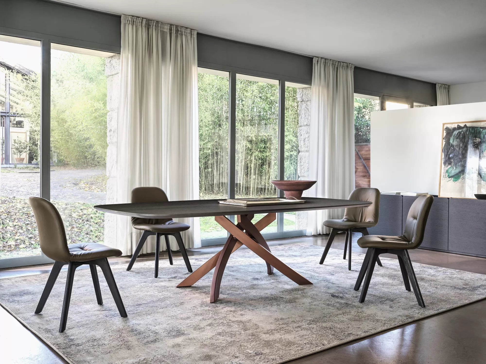 Bontempi Artistico Fixed Barrel Dining Table with Length 250 cm and Width 120 cm and Height 75 cm