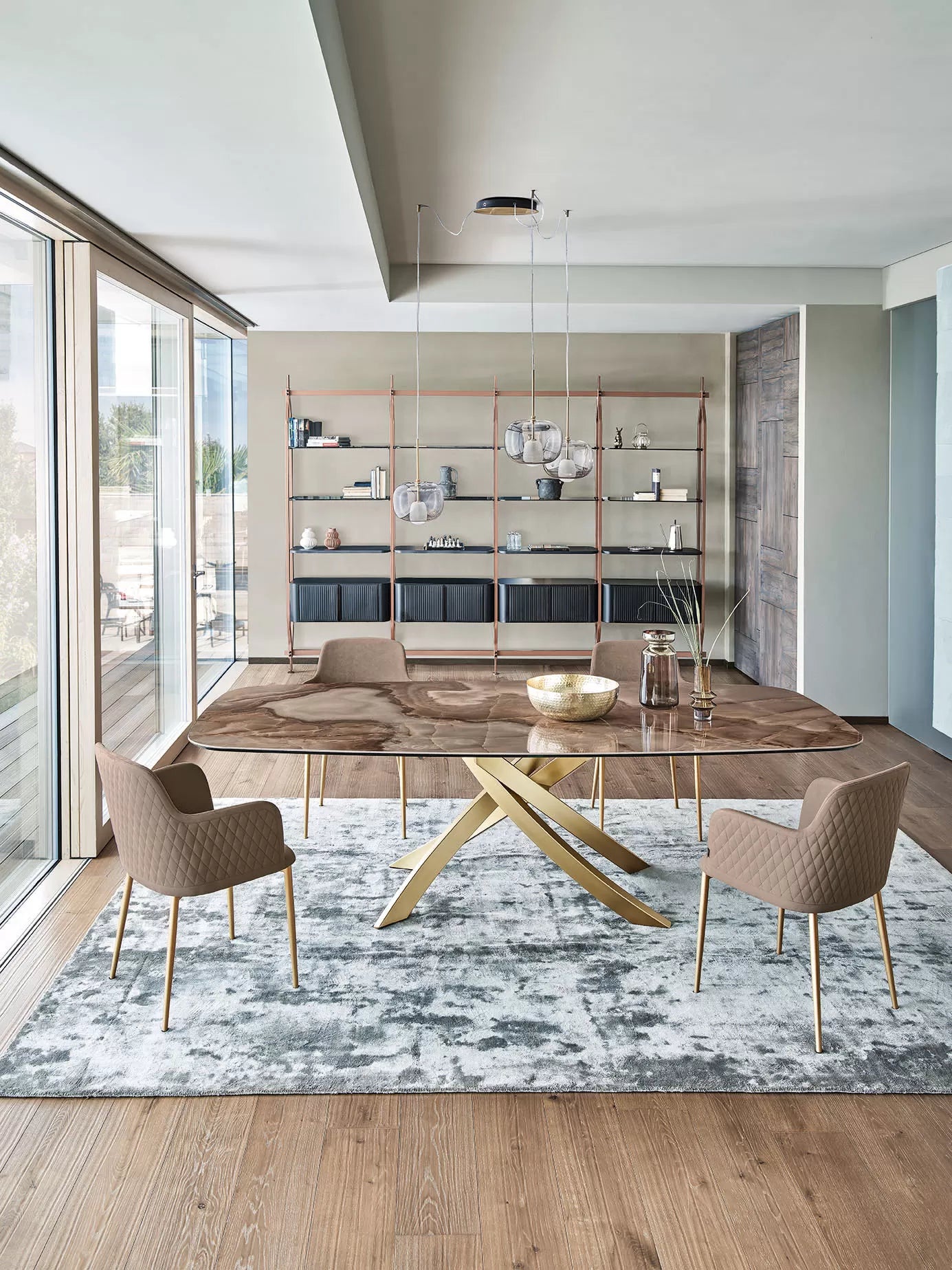 Bontempi Artistico Fixed Barrel Dining Table with Length 200 cm and Width 116 cm and Height 75 cm