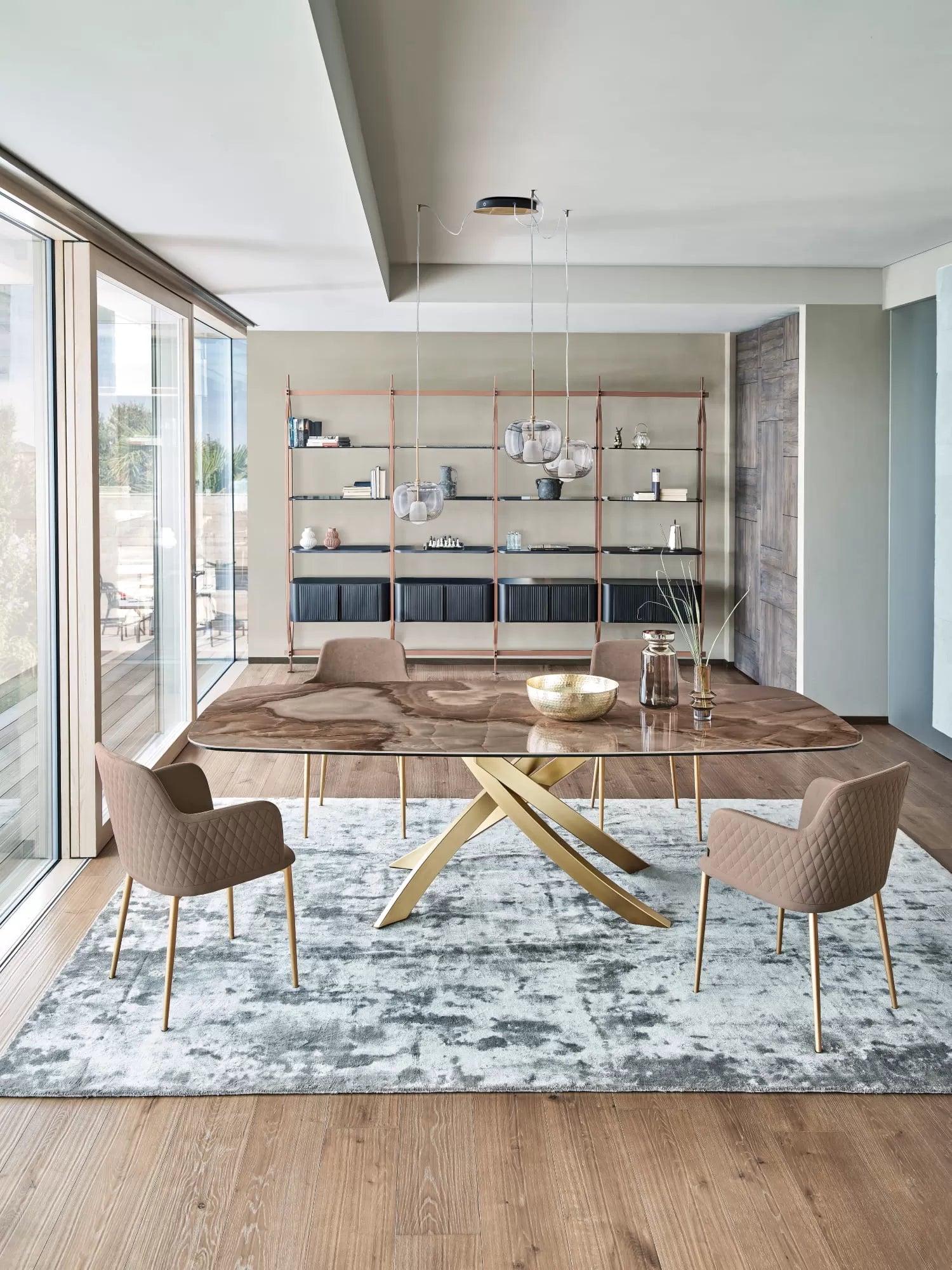 Bontempi Artistico Fixed Barrel Dining Table with Length 250 cm and Width 120 cm and Height 75 cm