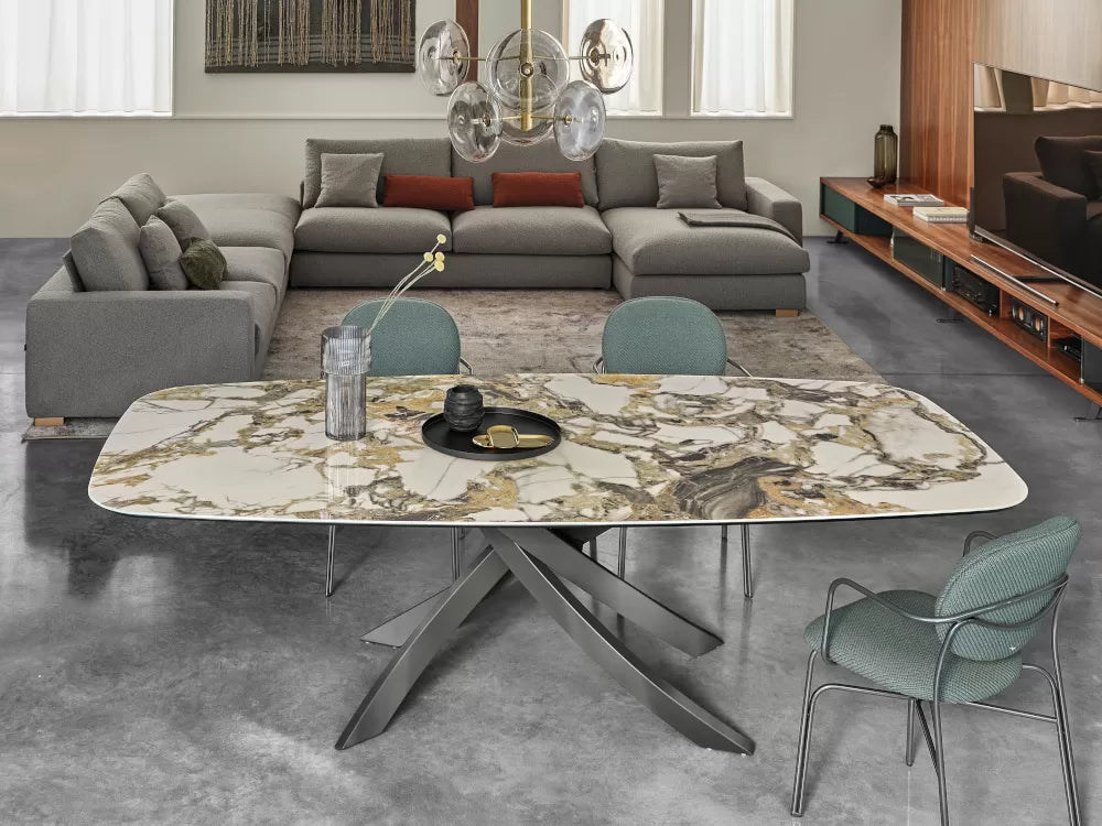 Bontempi Artistico Fixed Barrel Dining Table with Length 250 cm and Width 120 cm and Height 75 cm