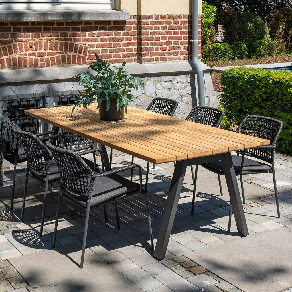 4 Seasons Outdoor Ambassador 240cm Dining Table With Natural Teak Top And Anthracite Legs