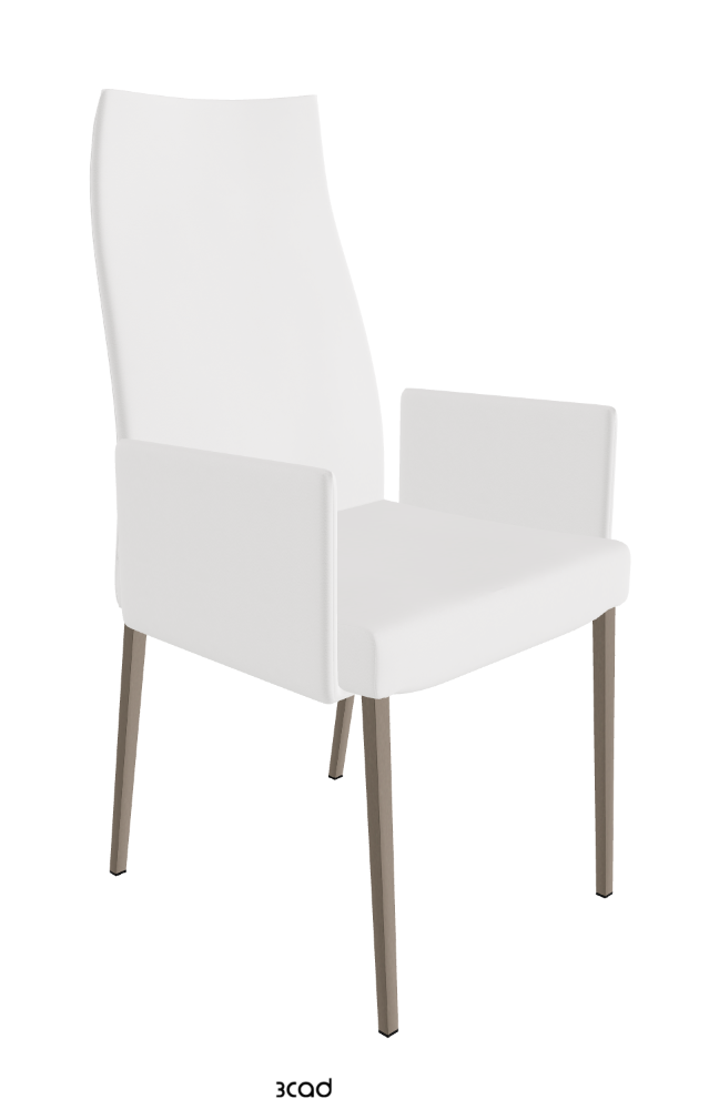 Anna High Back Dining Armchair_Titanium Embossed_Synthetic Leather_Bianco