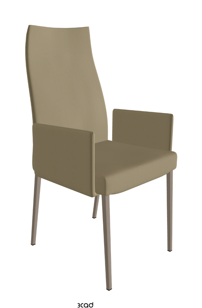 Anna High Back Dining Armchair_Titanium Embossed_Synthetic Leather_Tortora