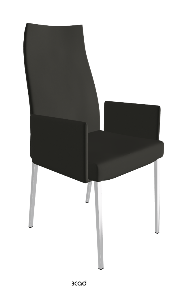 Anna High Back Dining Armchair_Black Chrome_Synthetic Leather-_London