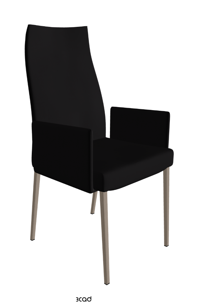 Anna High Back Dining Armchair_Titanium Embossed_Synthetic Leather_Nero
