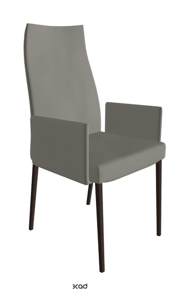 Anna High Back Dining Armchair_Bronze Embossed_Synthetic Leather_Cemento