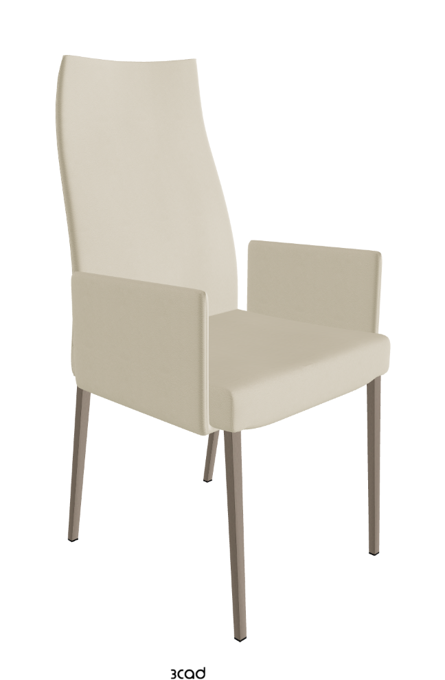 Anna High Back Dining Armchair_Titanium Embossed_Synthetic Leather_Oyster